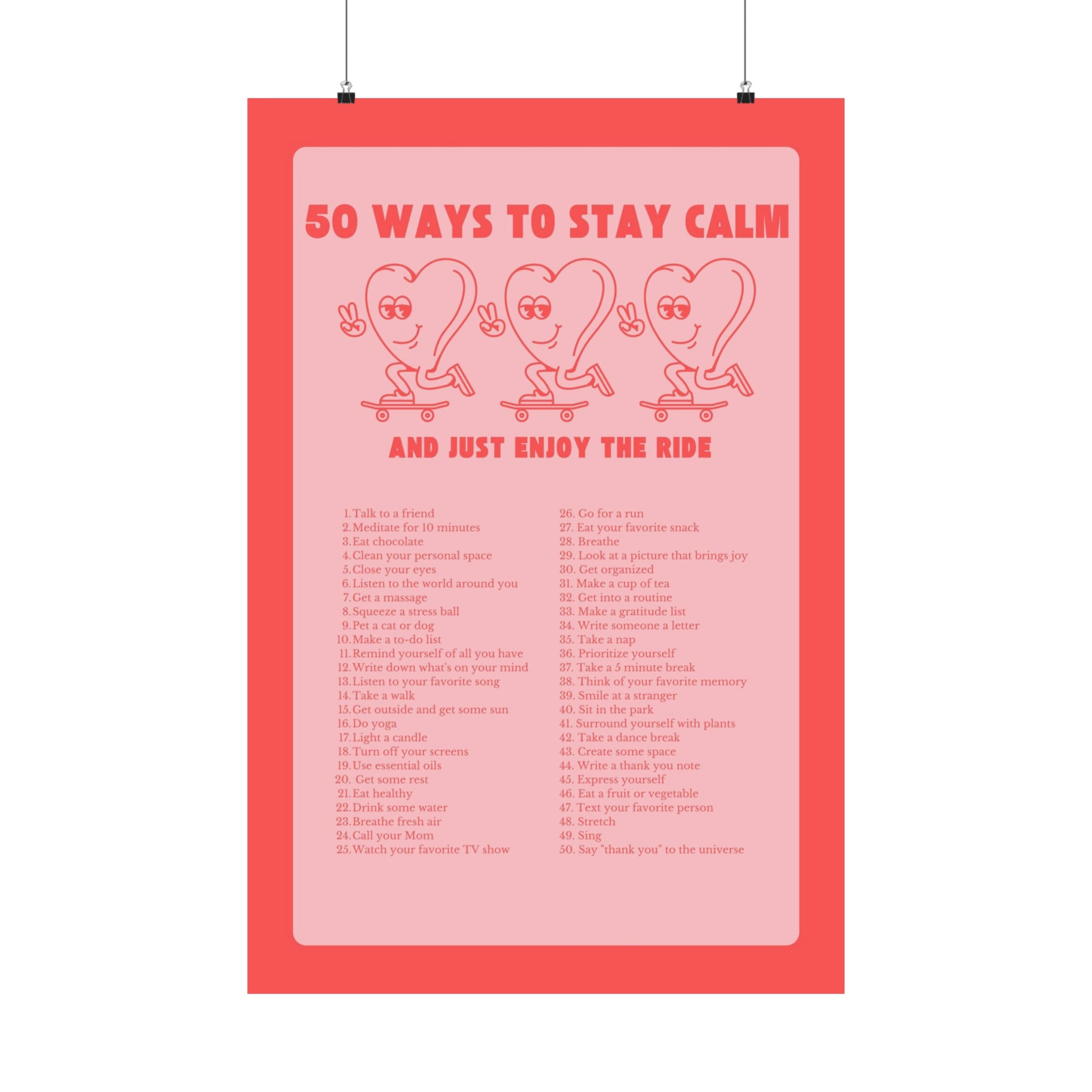 50 Ways to Stay Calm Physical Poster