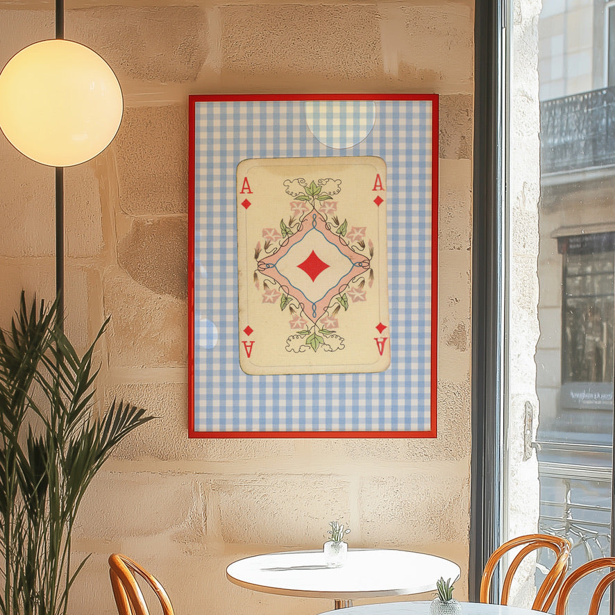a picture hanging on the wall of a restaurant