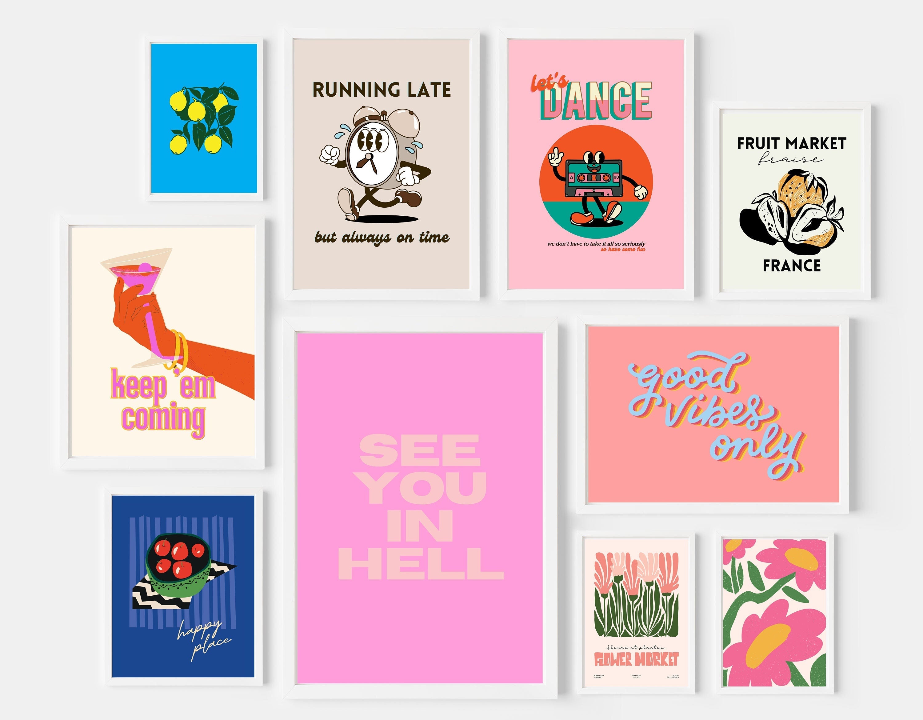 Gallery Wall Set, Set of 15 Prints, Print Set, Bar Cart Posters, Flower Market Prints, DIGITAL DOWNLOAD, Trendy Print Set, GS Print Shoppe