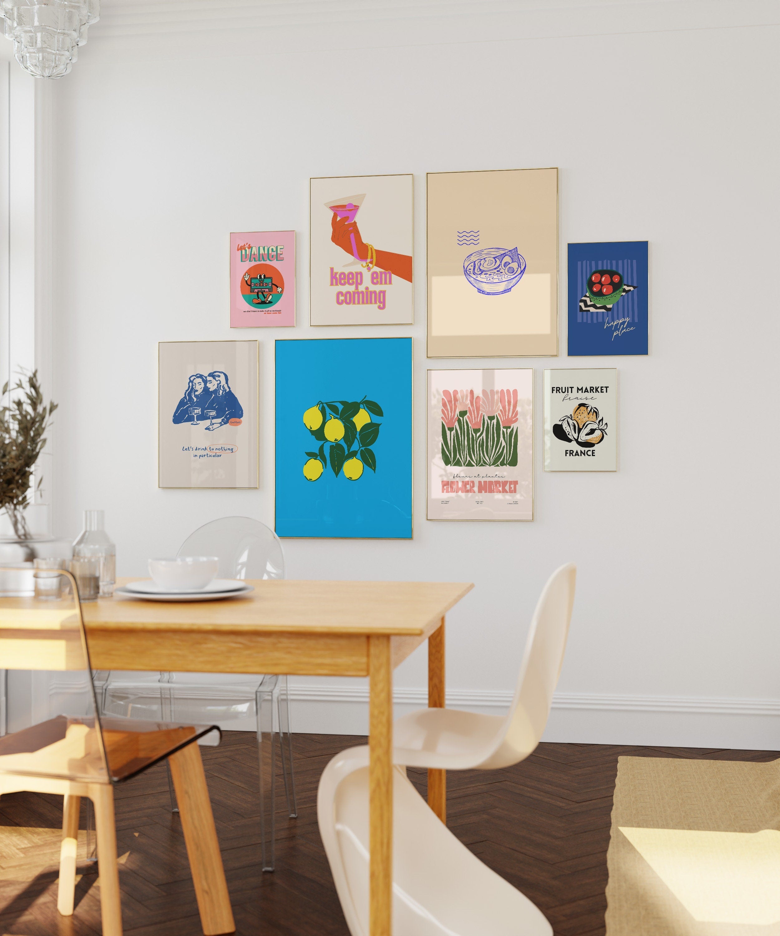 Gallery Wall Set, Set of 15 Prints, Print Set, Bar Cart Posters, Flower Market Prints, DIGITAL DOWNLOAD, Trendy Print Set, GS Print Shoppe