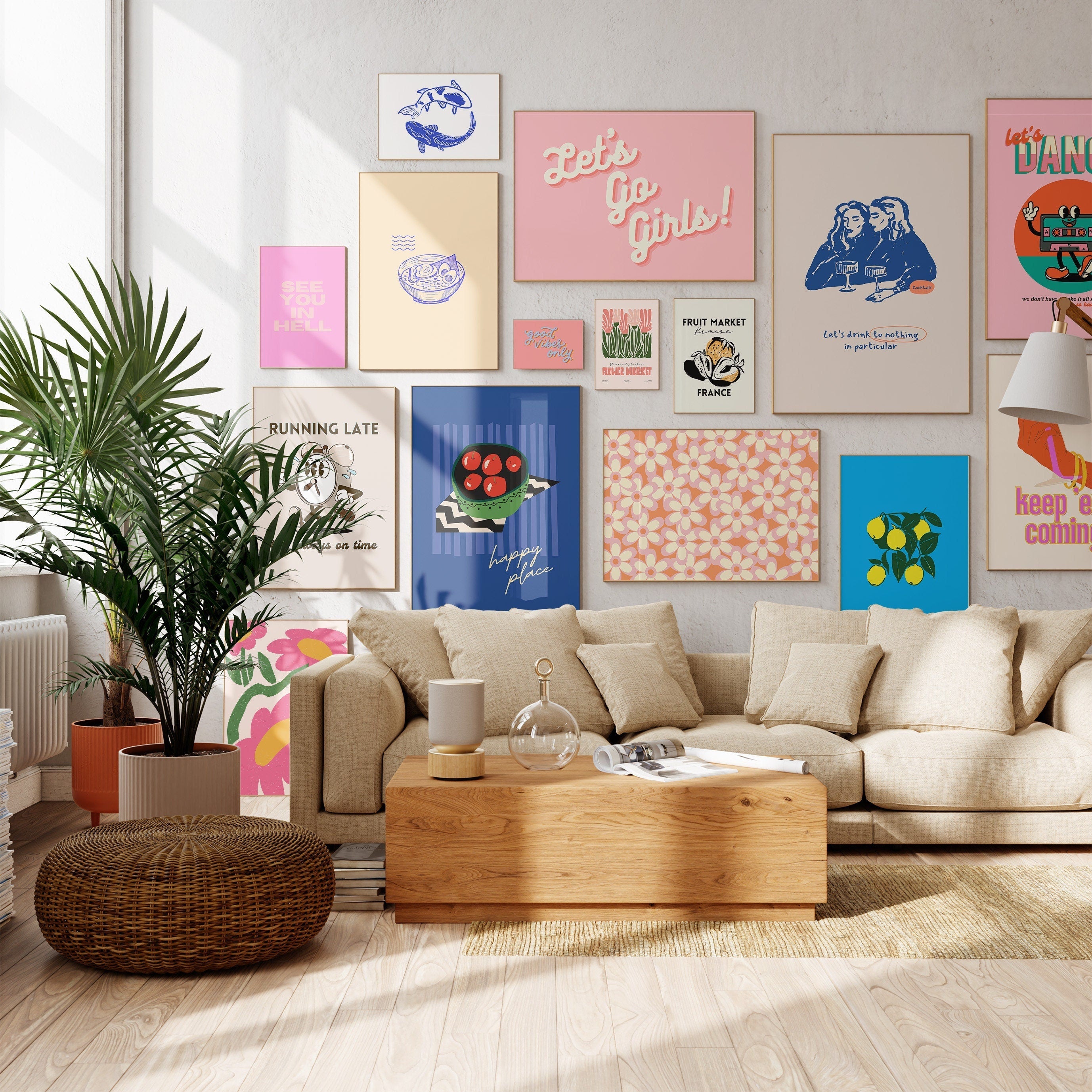 Gallery Wall Set, Set of 15 Prints, Print Set, Bar Cart Posters, Flower Market Prints, DIGITAL DOWNLOAD, Trendy Print Set, GS Print Shoppe
