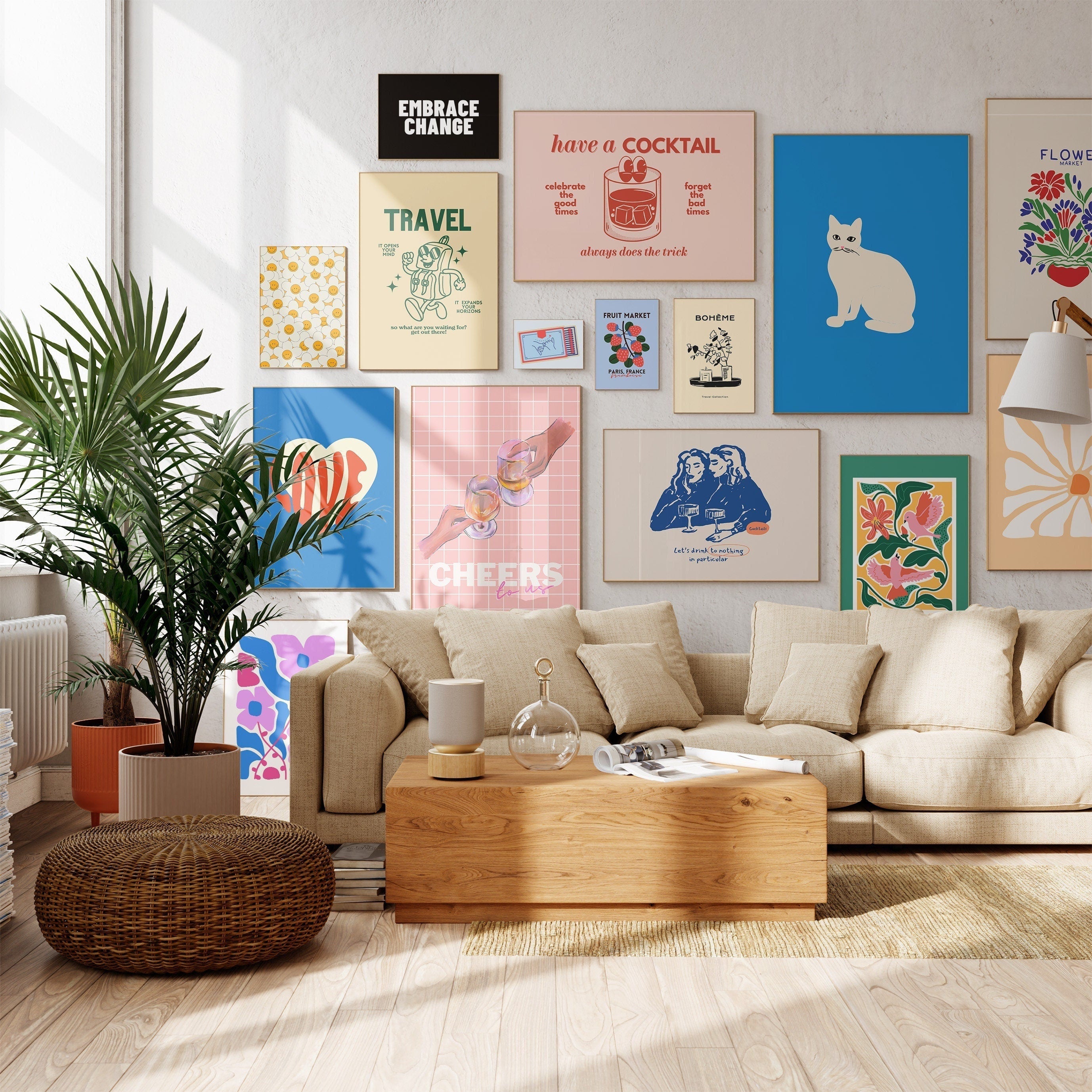 Gallery Wall Set of 15 Digital Art Prints