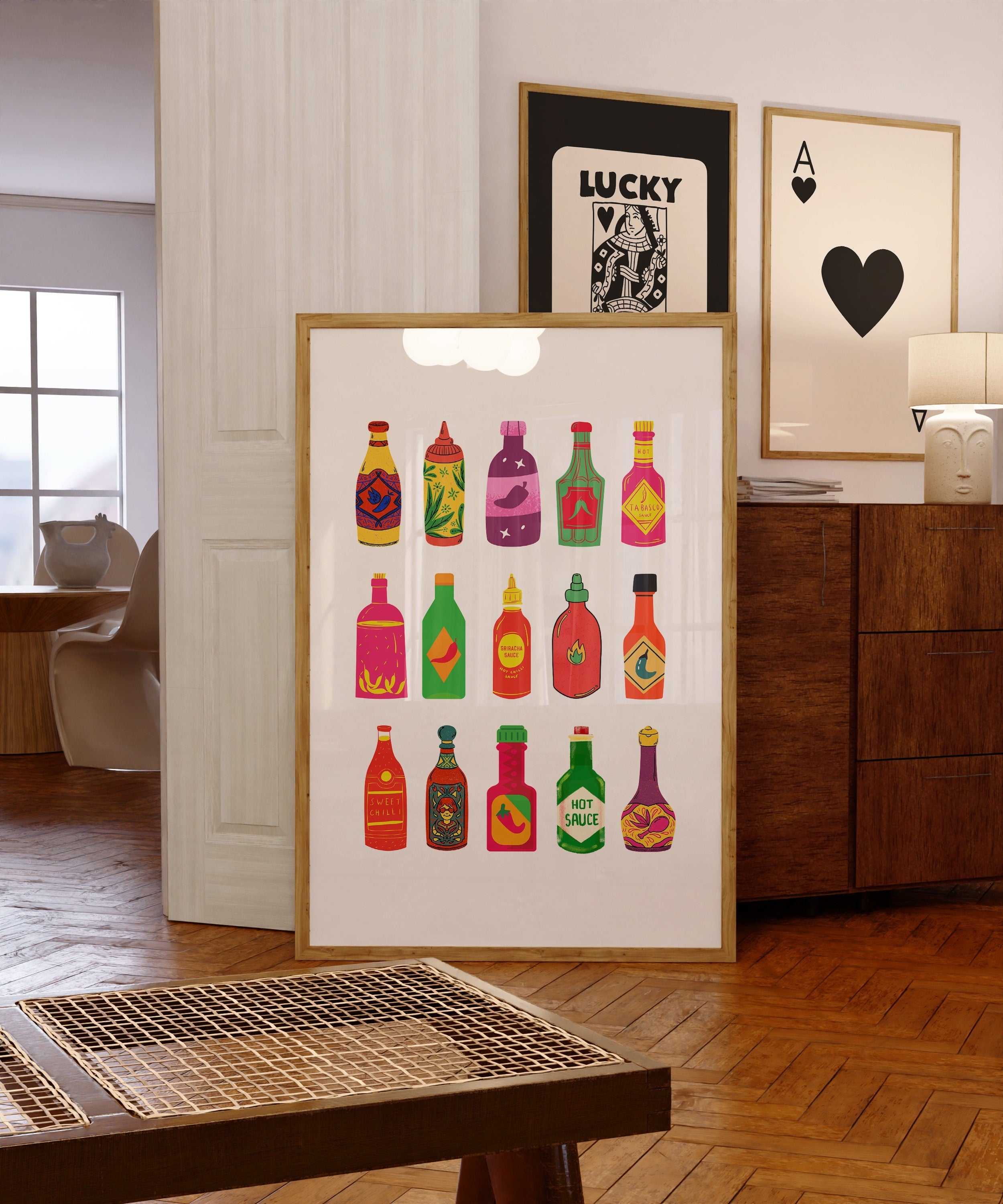 Hot Sauce Art, Digital Download,Kitchen Wall Art Print,Digital Food Art Print,Trendy Wall Art Print,Kitchen Printables, Kitchen Wall Decor