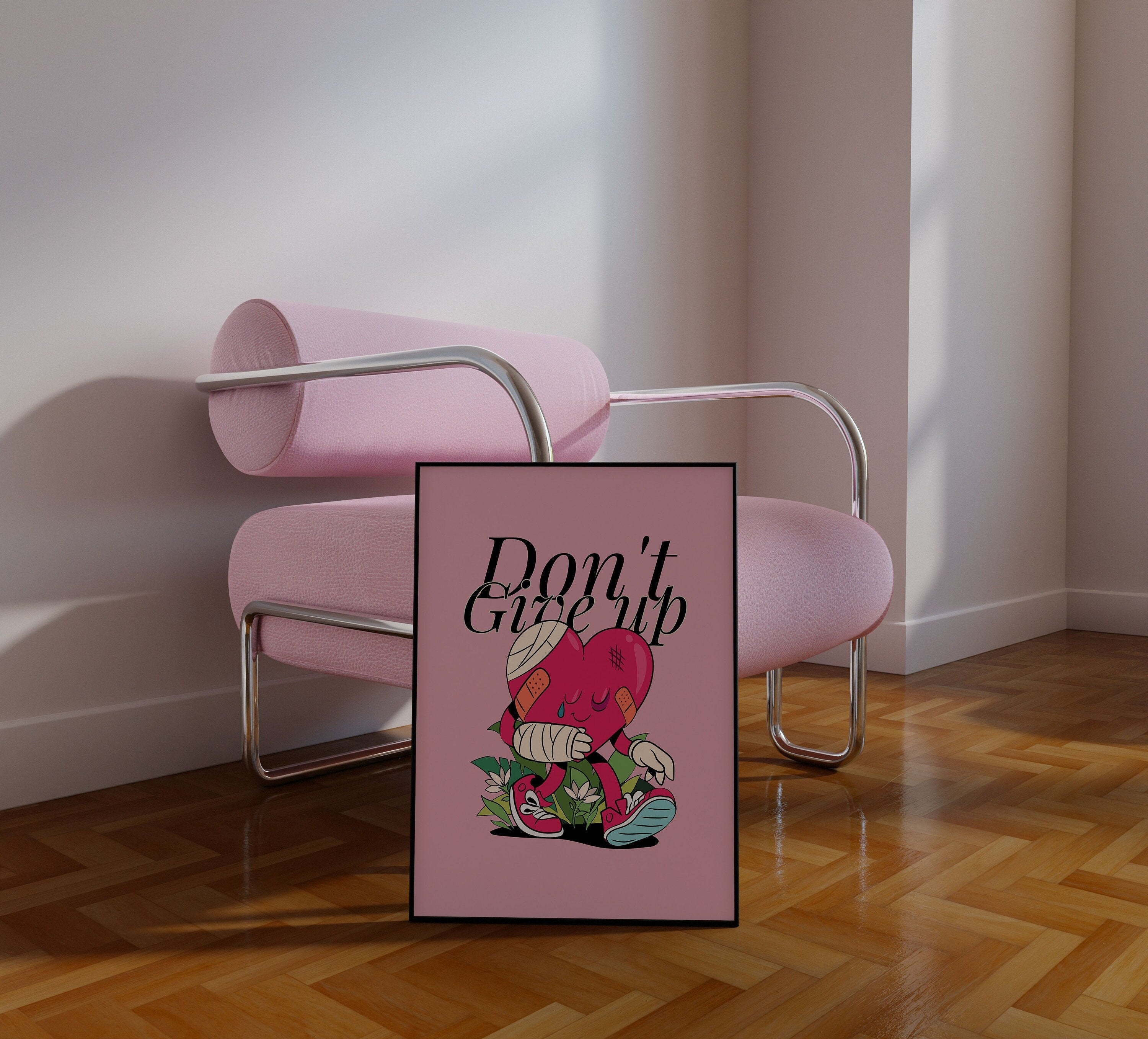 Don't Give Up Heart Cartoon Digital Art Print