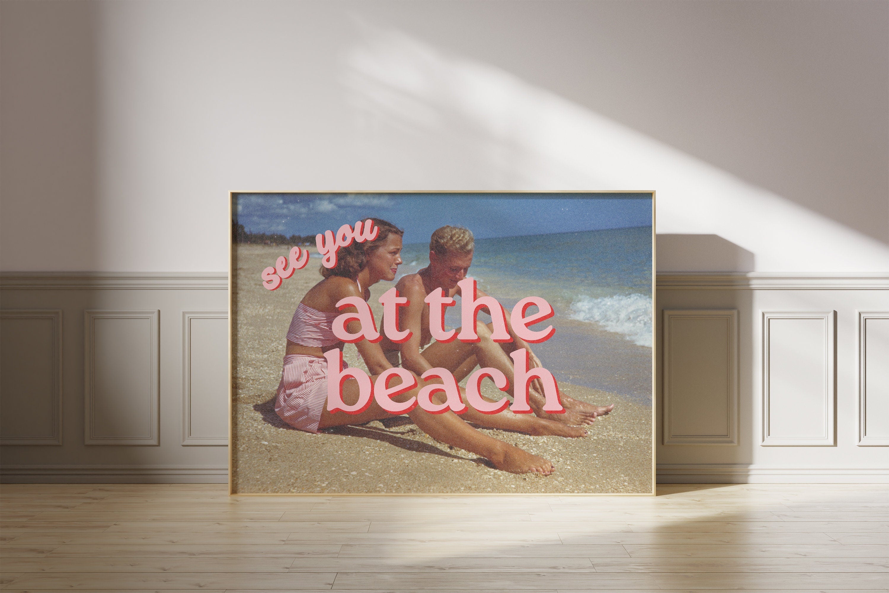 See you at the beach, vintage photo print, retro photo art, beach art print, beach decor, retro beach decor, gs print shoppe