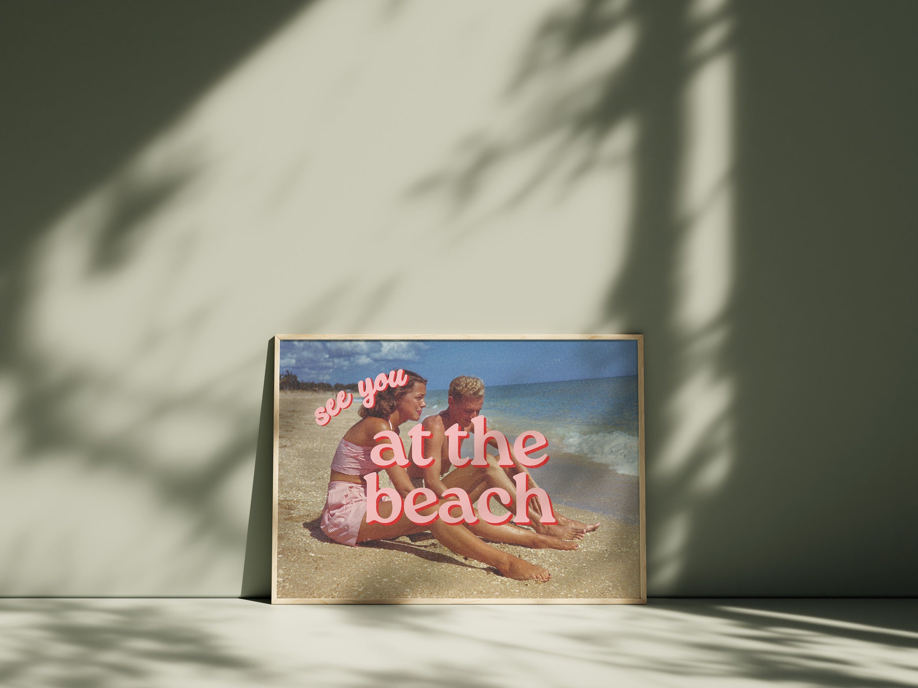 See you at the beach, vintage photo print, retro photo art, beach art print, beach decor, retro beach decor, gs print shoppe