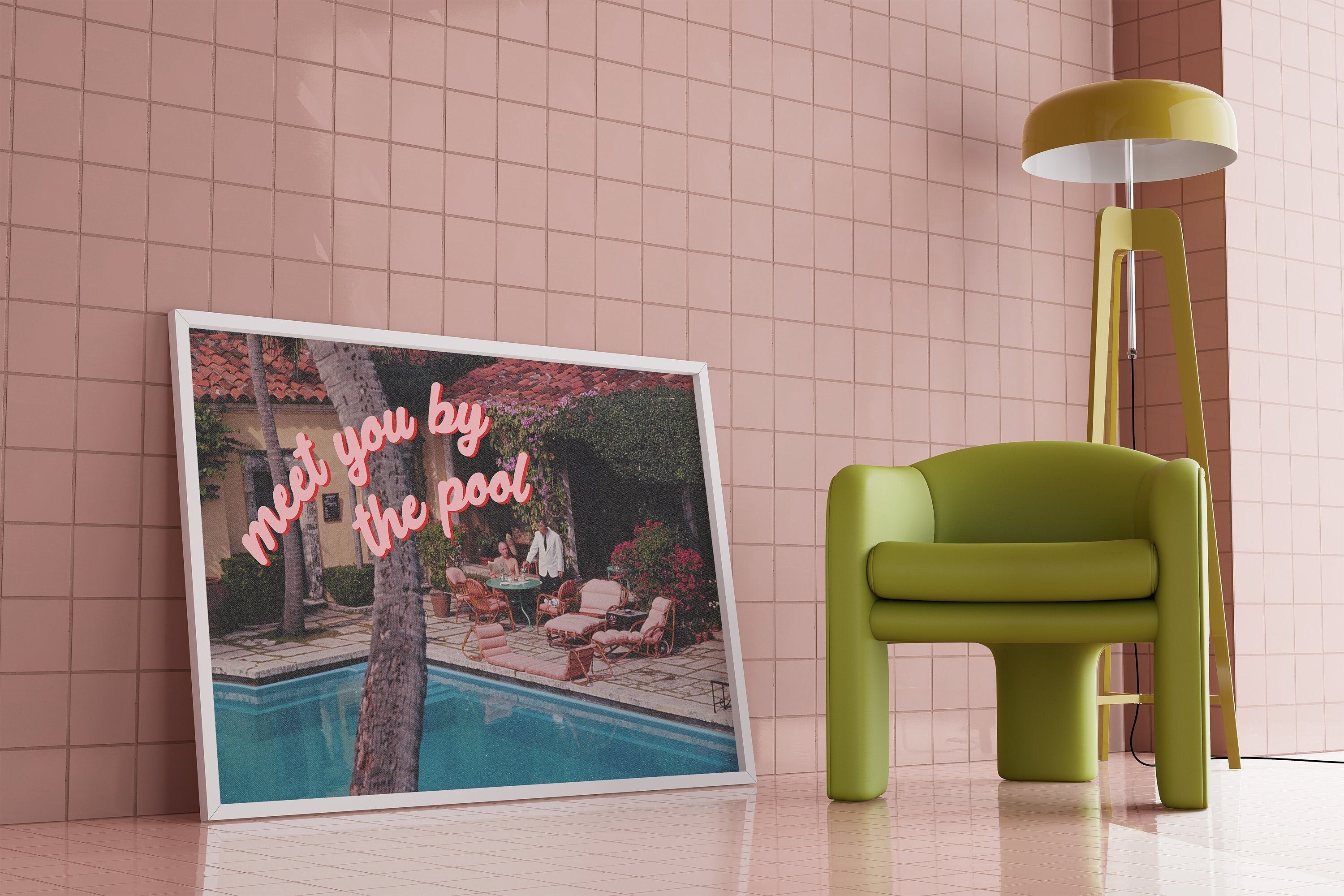 Grainy Retro Print,Digital Art Prints,Pool Relax Art,Retro Photograph Prints,Retro Photo Art Print,Preppy Art,Trendy Art Print