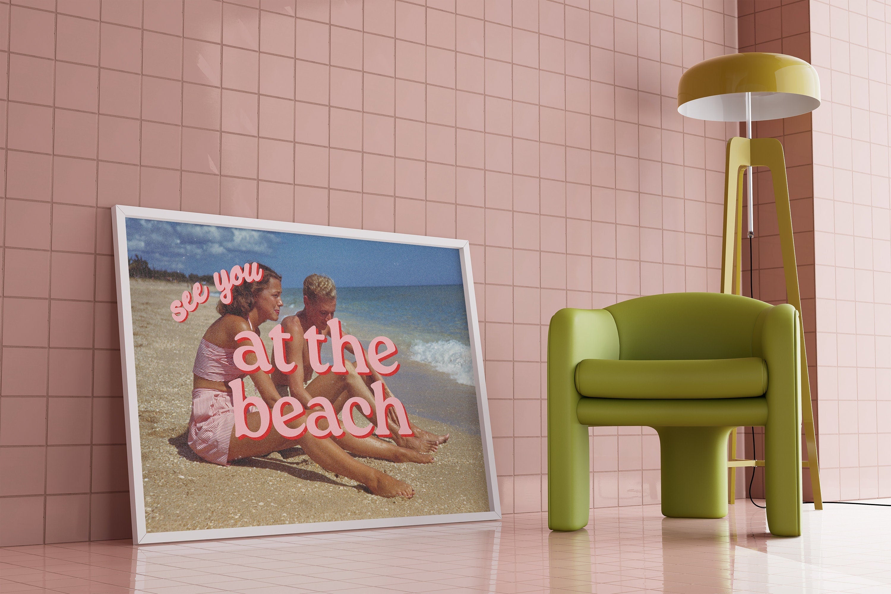 See you at the beach, vintage photo print, retro photo art, beach art print, beach decor, retro beach decor, gs print shoppe