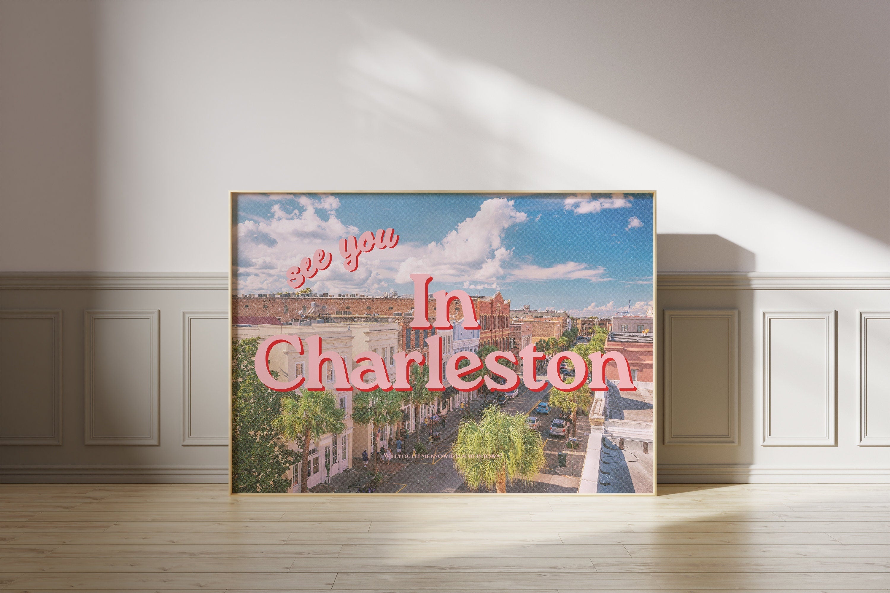 Digital Art Prints, See you in Charleston, Retro Charleston Prints, Charleston Poster, Preppy Art, Chuck Town Poster, Charleston Trip Art
