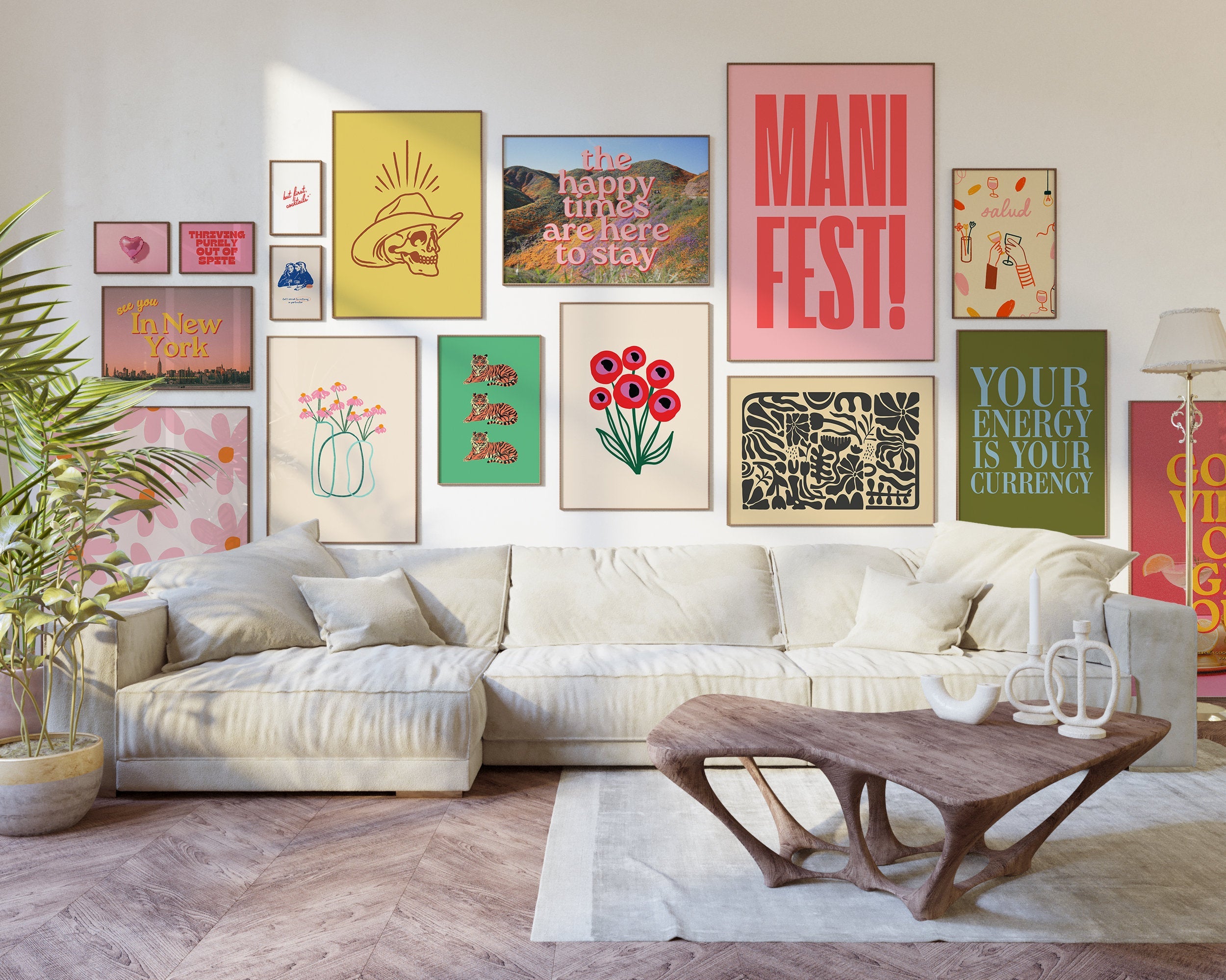Gallery Wall Set of 17 Digital Art Prints