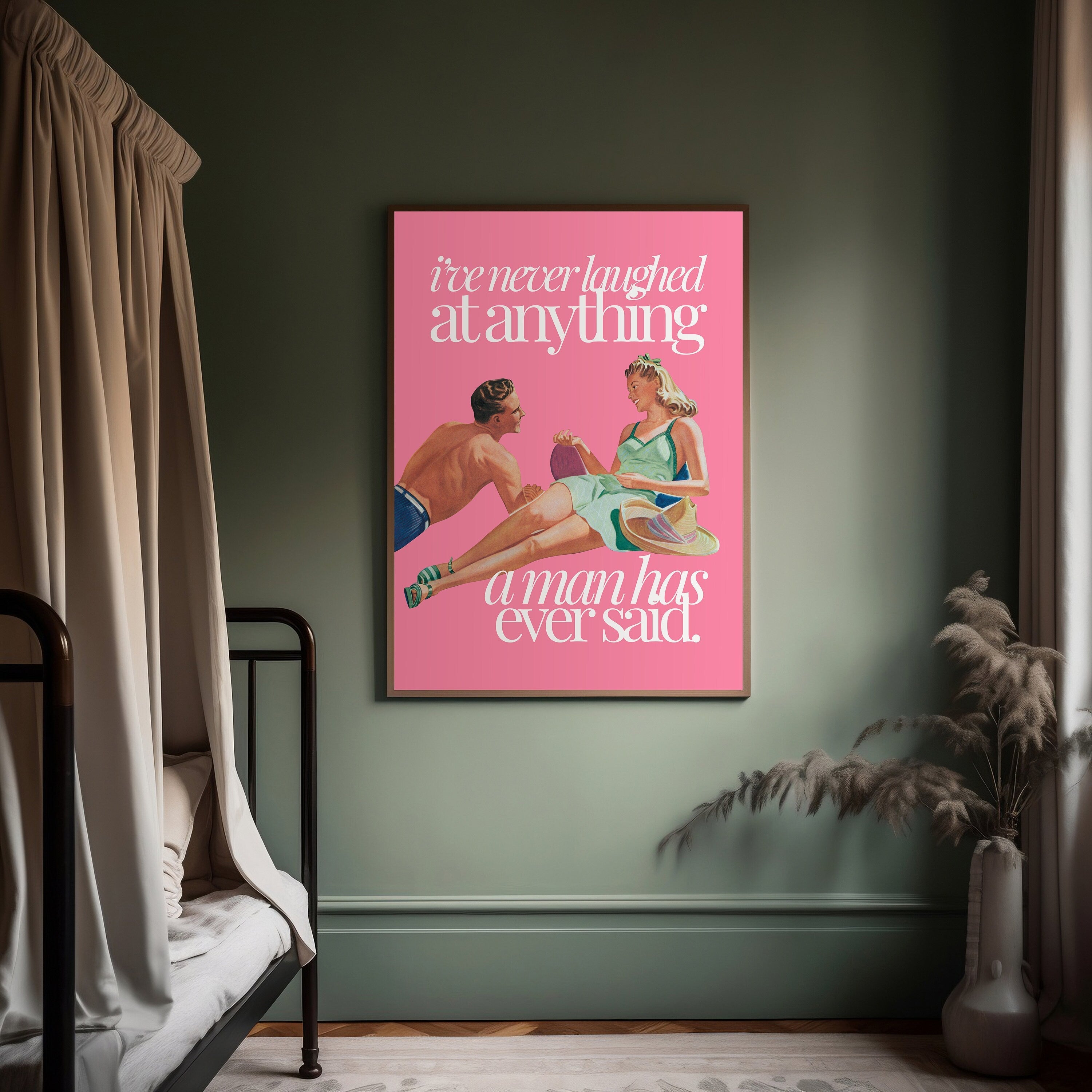 Wall Art Print, Pink Aesthetic Art, Apartment Art, Feminist Art, Living Room Decor, Retro Funny Women Art