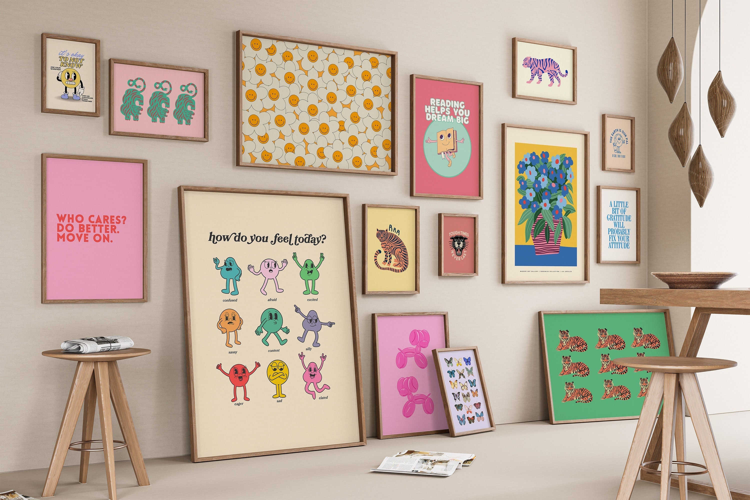 Kids Gallery Wall Set, Set of 15 Prints, Classroom Print Set, Classroom Poster Set, Kids Room Art, Kids Posters, Posters for Classroom