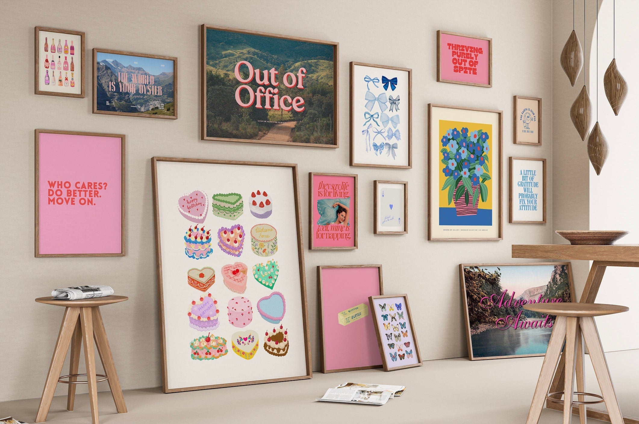 Fun Gallery Wall Set of 15 Digital Art Prints
