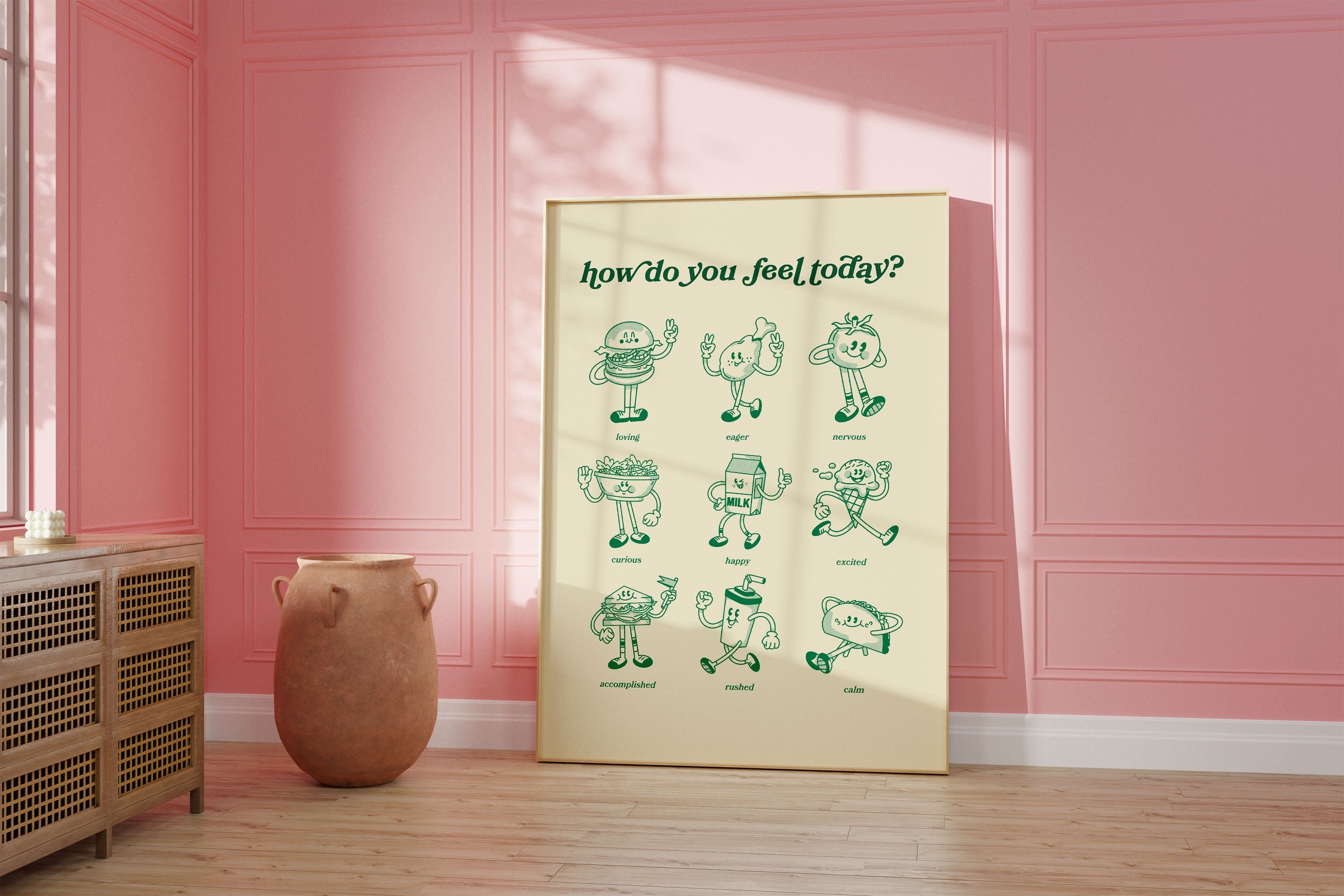 How Do You Feel Today Food Cartoon Digital Art Print