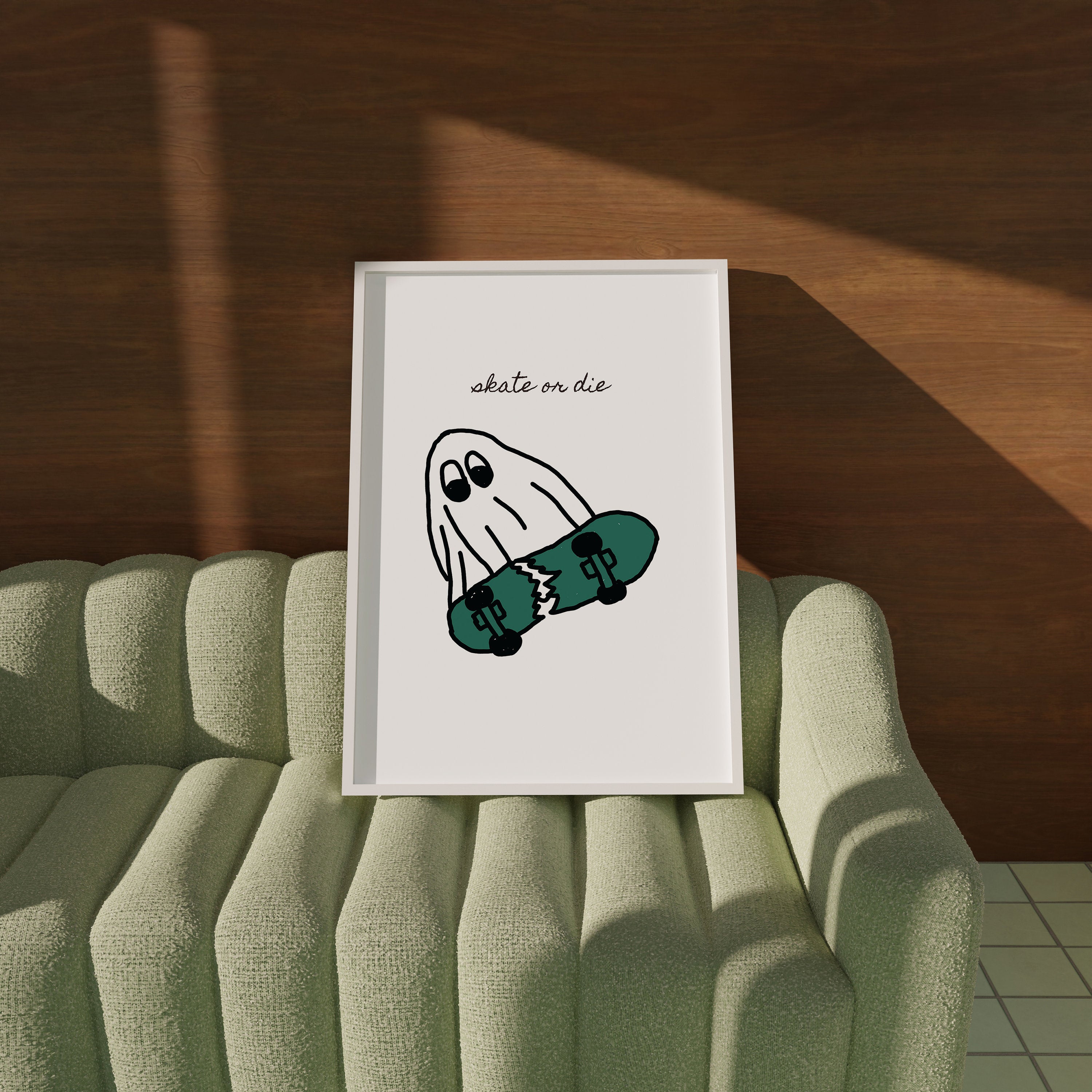 Retro Doodle Art, Digital Prints Wall Art, Digital Prints, Skate or Die Prints, Skateboard Poster, Apartment Art, Ghost Art Prints