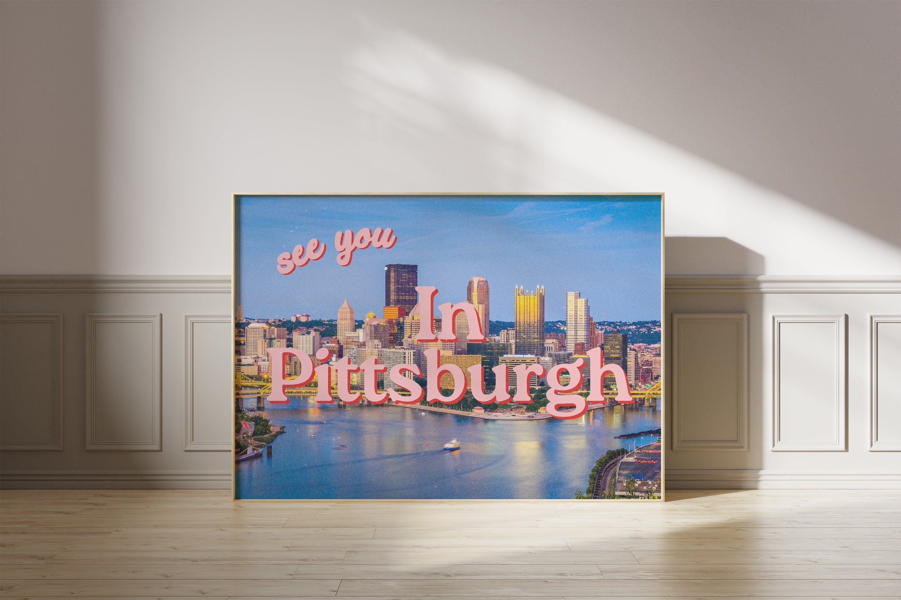 Digital Art Prints, See you in Pittsburgh, Retro photo Prints, Retro Photo Art Print, Pittsburgh poster, pittsburgh postcard, pitt poster