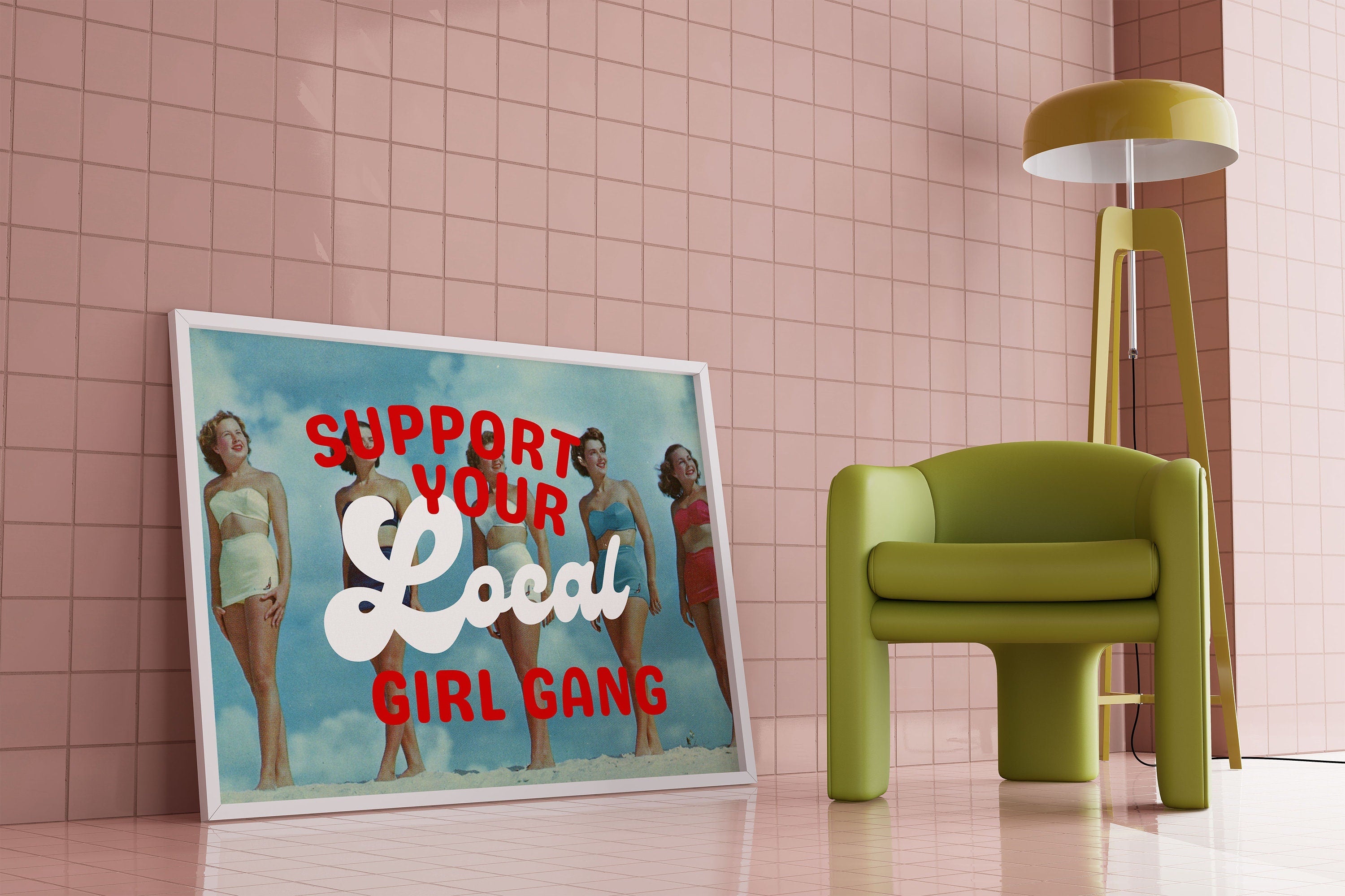 Girl Gang Print, Digital Art Prints, Retro Posters, Preppy Art, Trendy Art Print, Beach Posters, Vintage Beach Print, Feminist Art Print