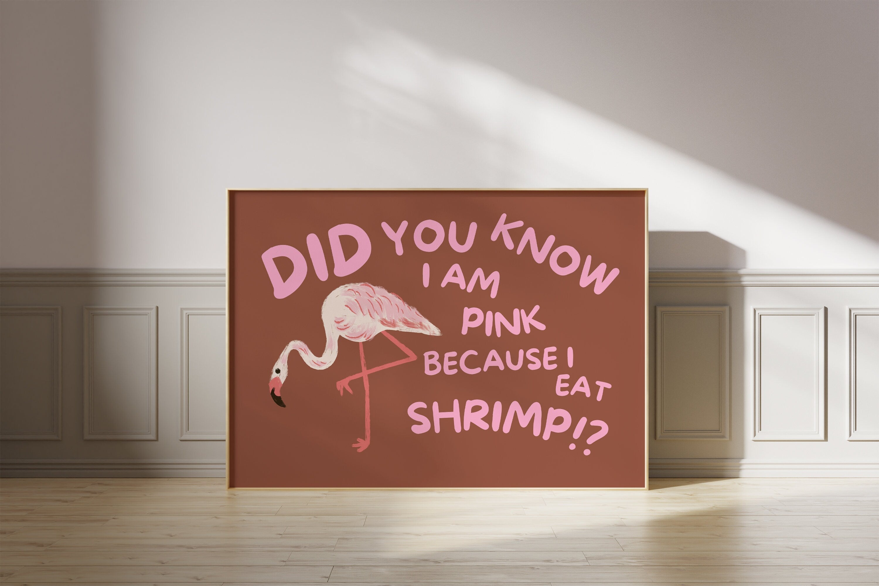 Eat Shrimp Flamingo Digital Art Print
