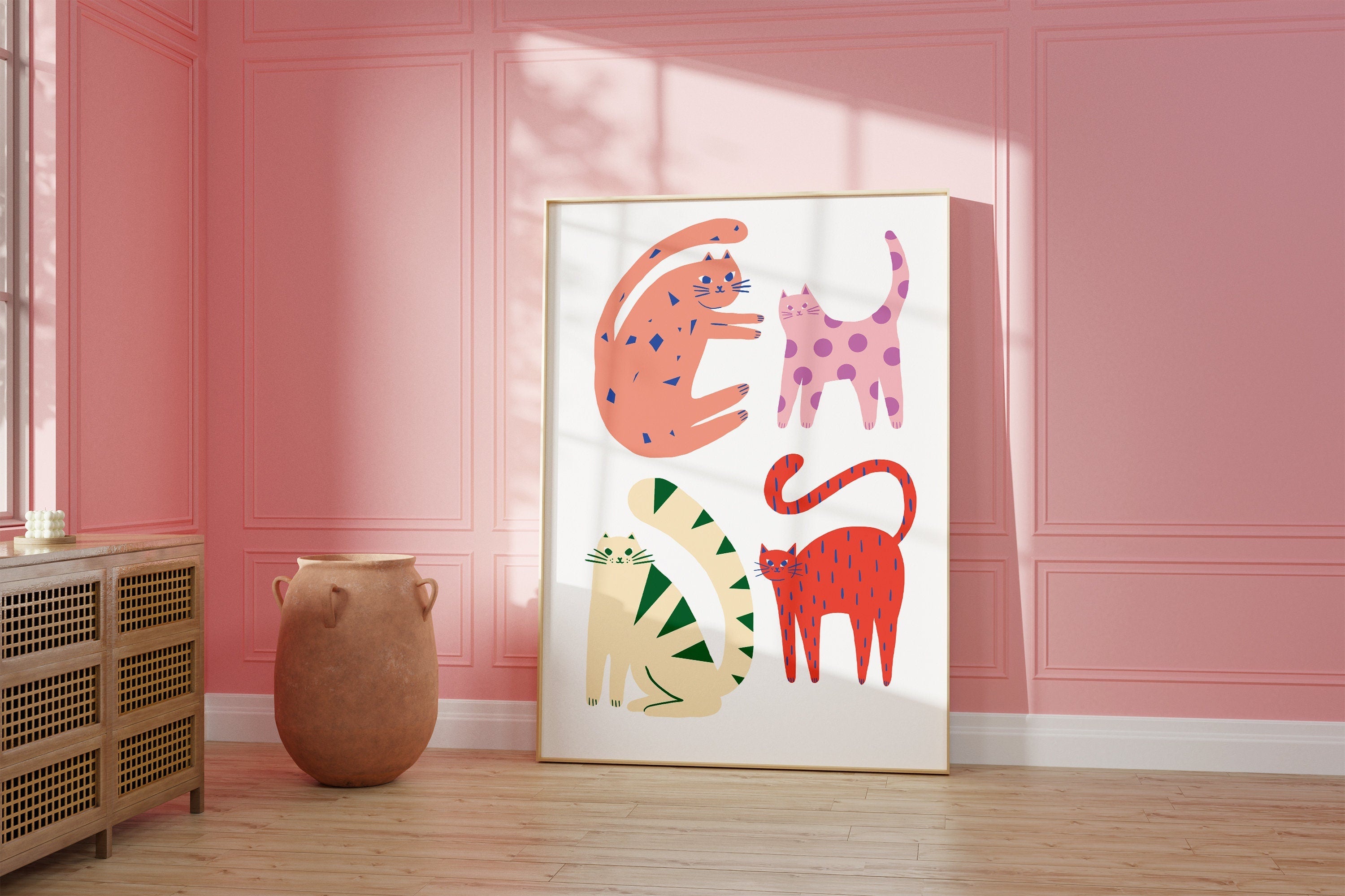Kitties White Digital Art Print