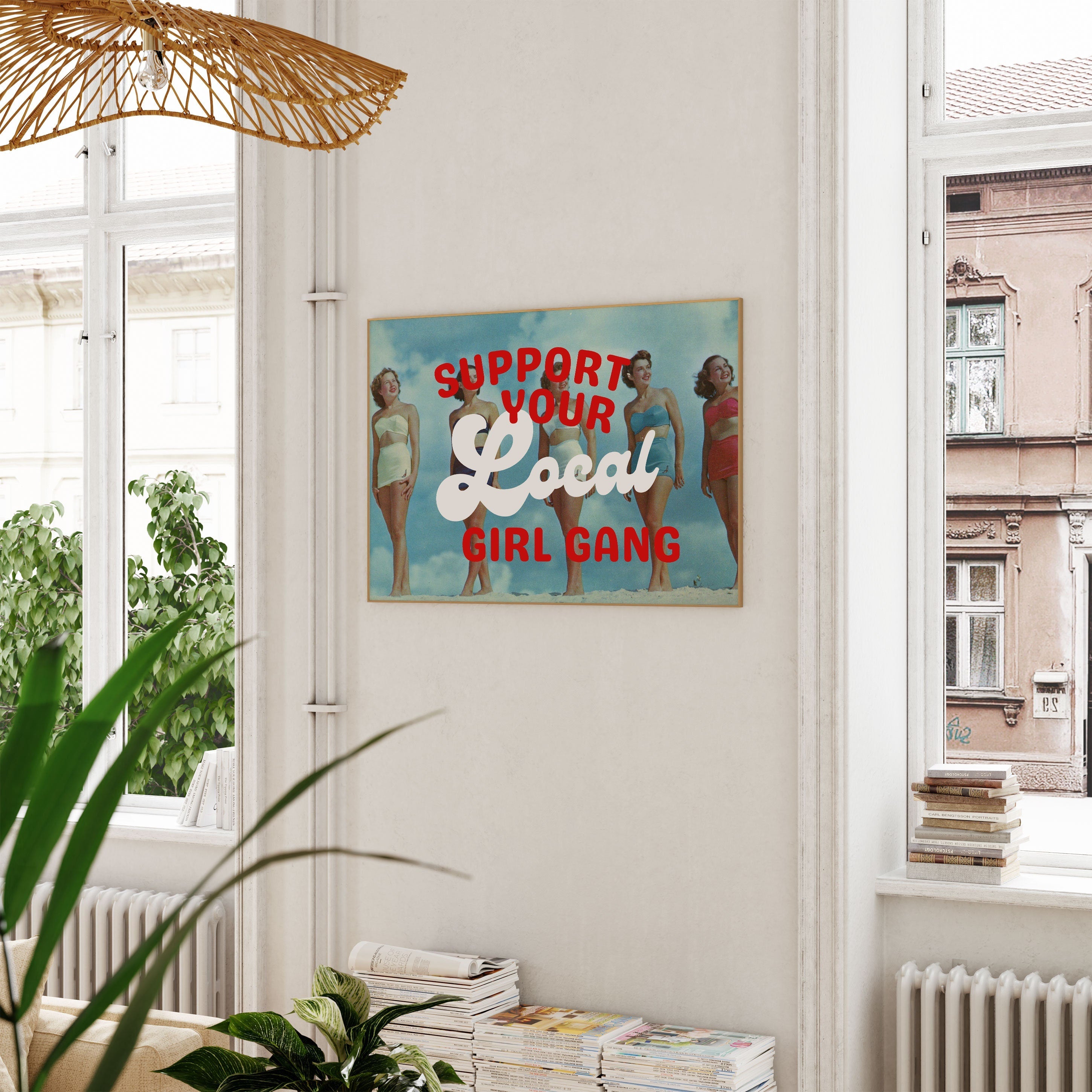 Girl Gang Print, Digital Art Prints, Retro Posters, Preppy Art, Trendy Art Print, Beach Posters, Vintage Beach Print, Feminist Art Print