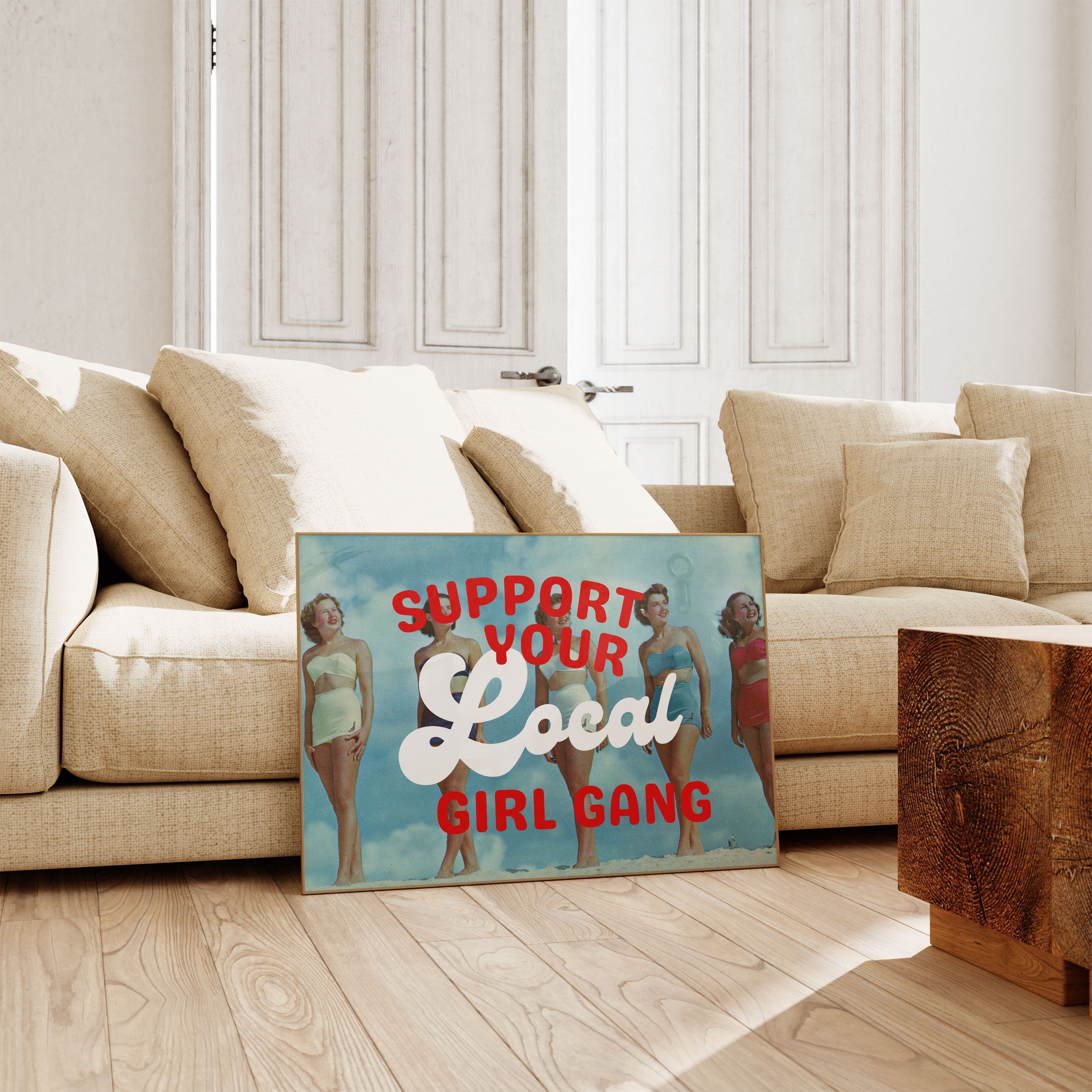Girl Gang Print, Digital Art Prints, Retro Posters, Preppy Art, Trendy Art Print, Beach Posters, Vintage Beach Print, Feminist Art Print