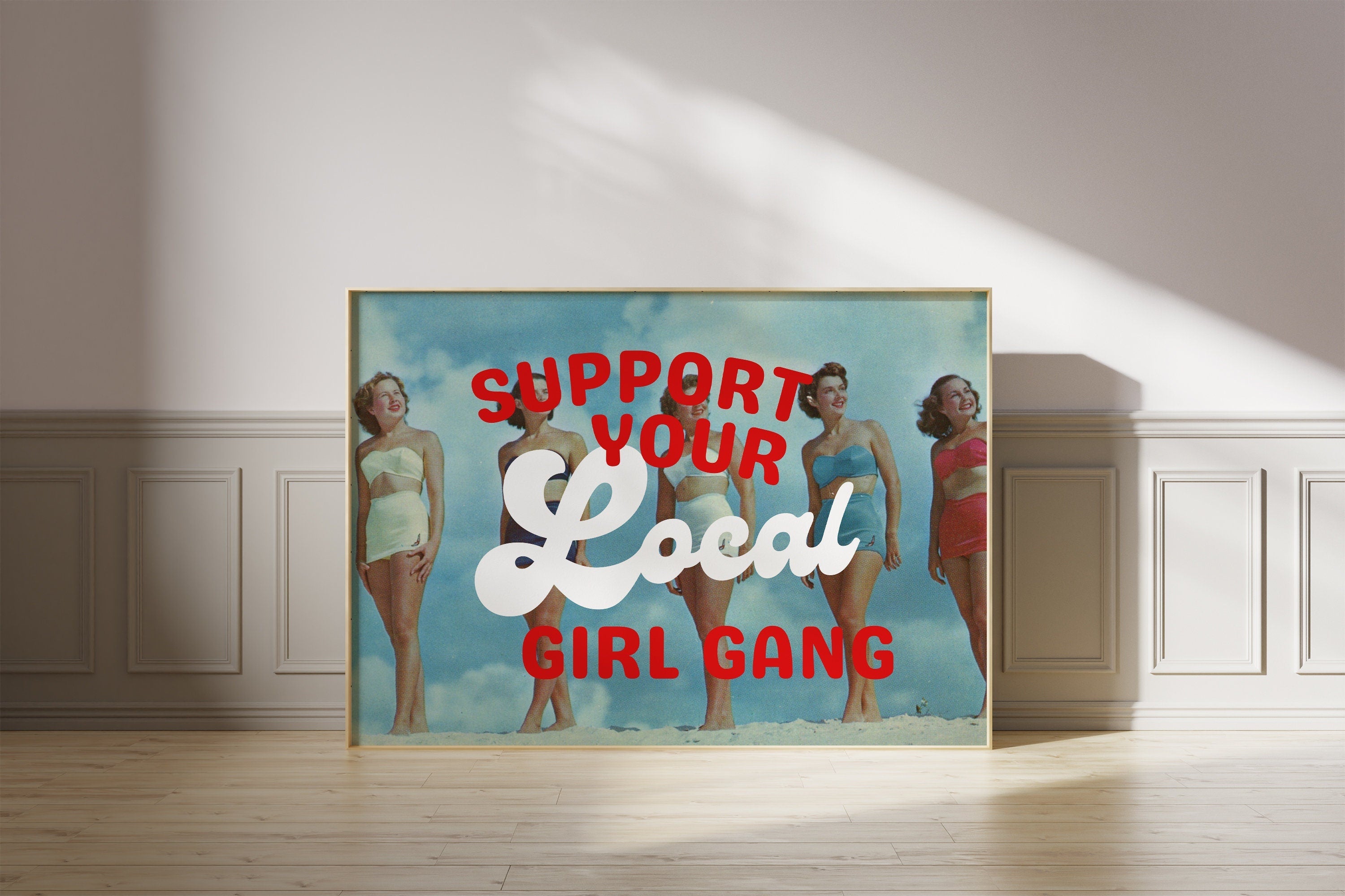 Girl Gang Print, Digital Art Prints, Retro Posters, Preppy Art, Trendy Art Print, Beach Posters, Vintage Beach Print, Feminist Art Print