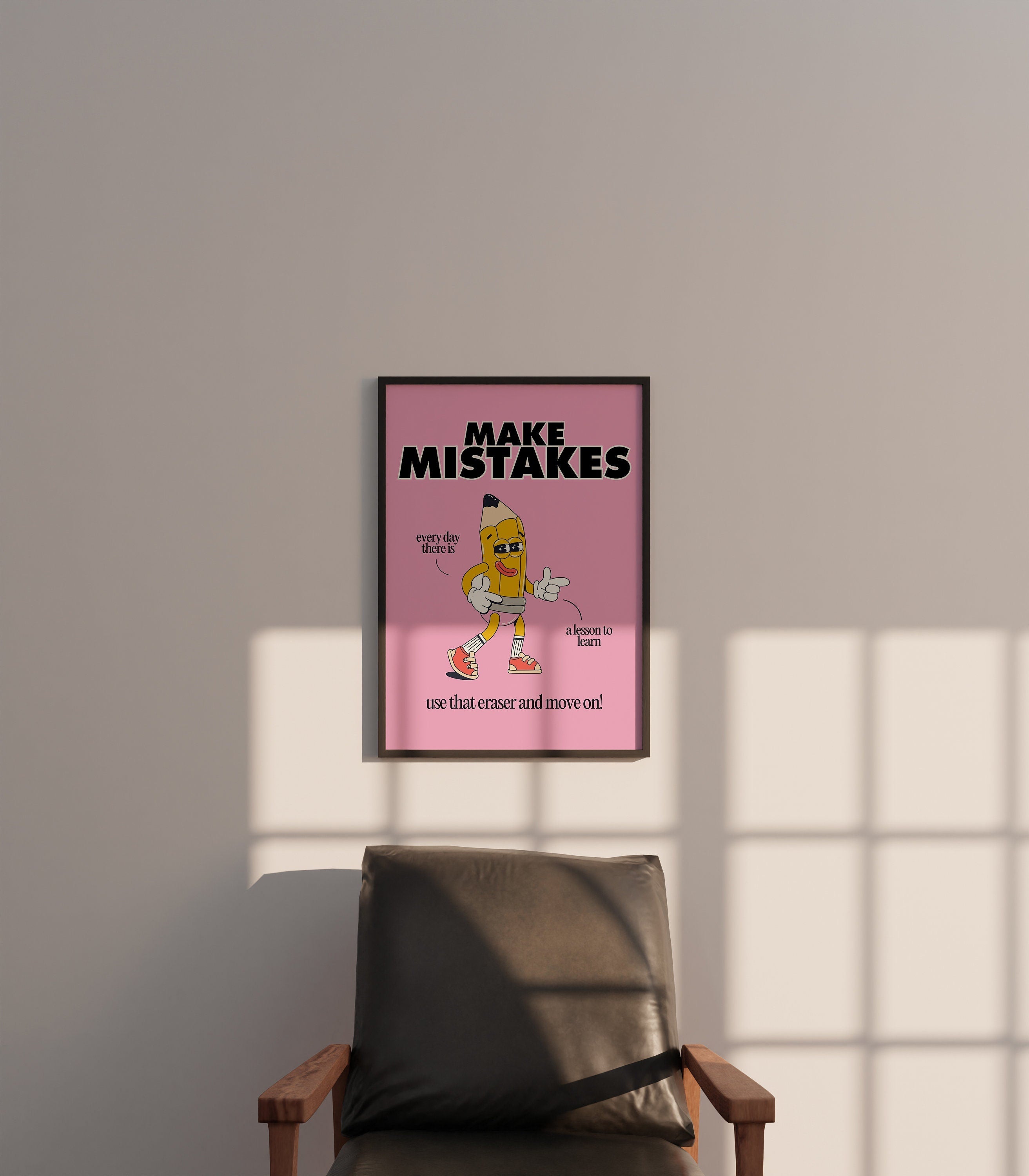 Make Mistakes Pink Cartoon Digital Art Print