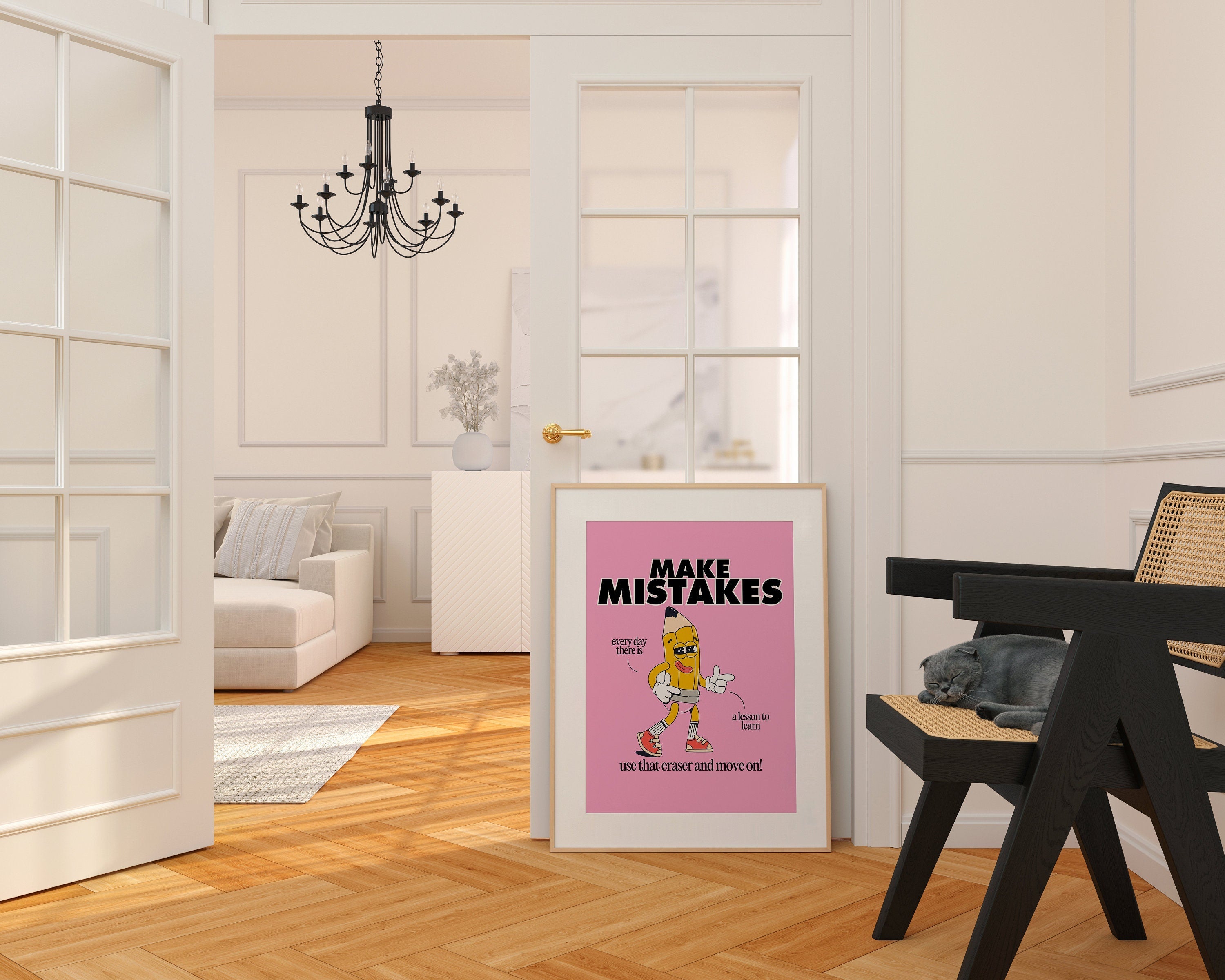 Make Mistakes Pink Cartoon Digital Art Print