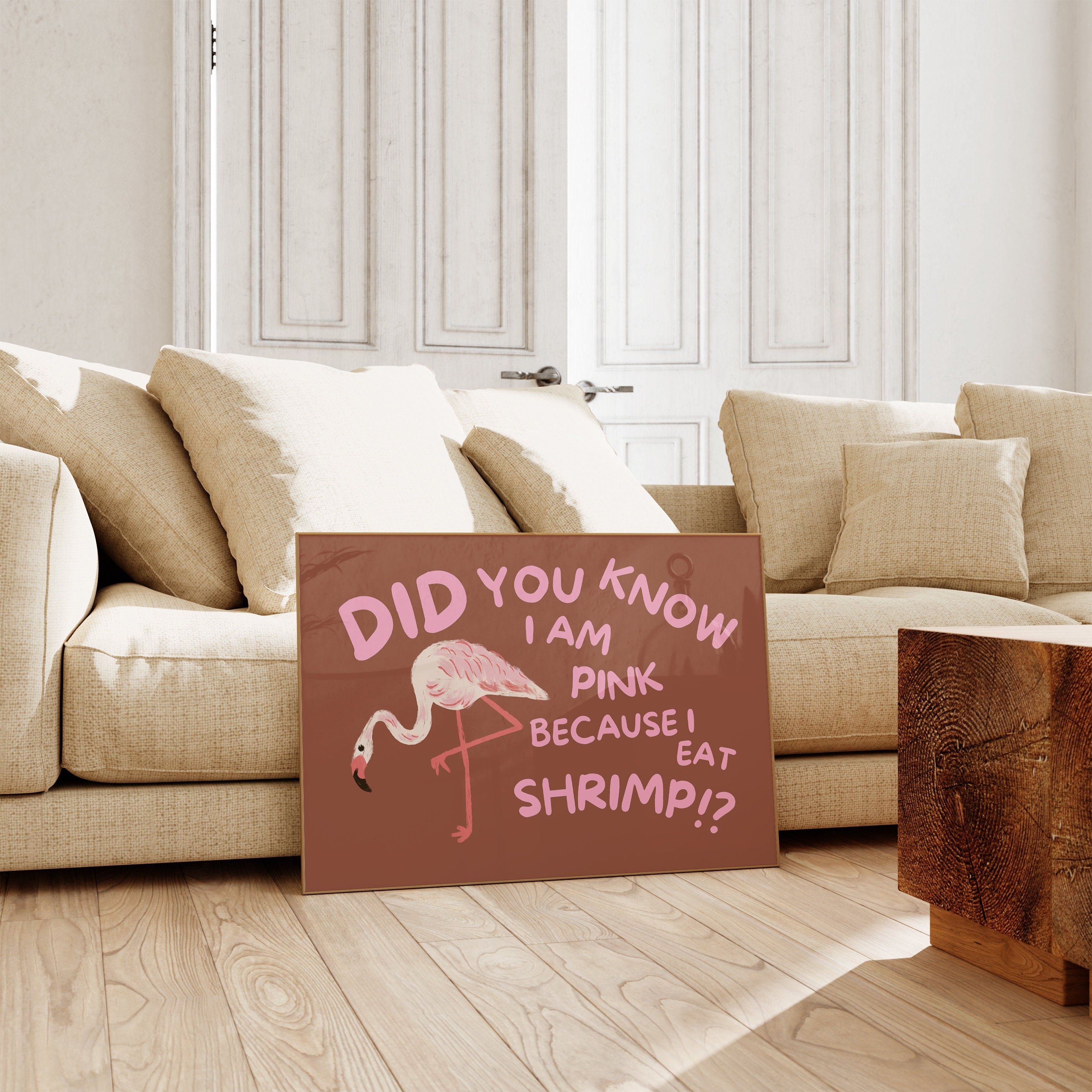 Eat Shrimp Flamingo Digital Art Print