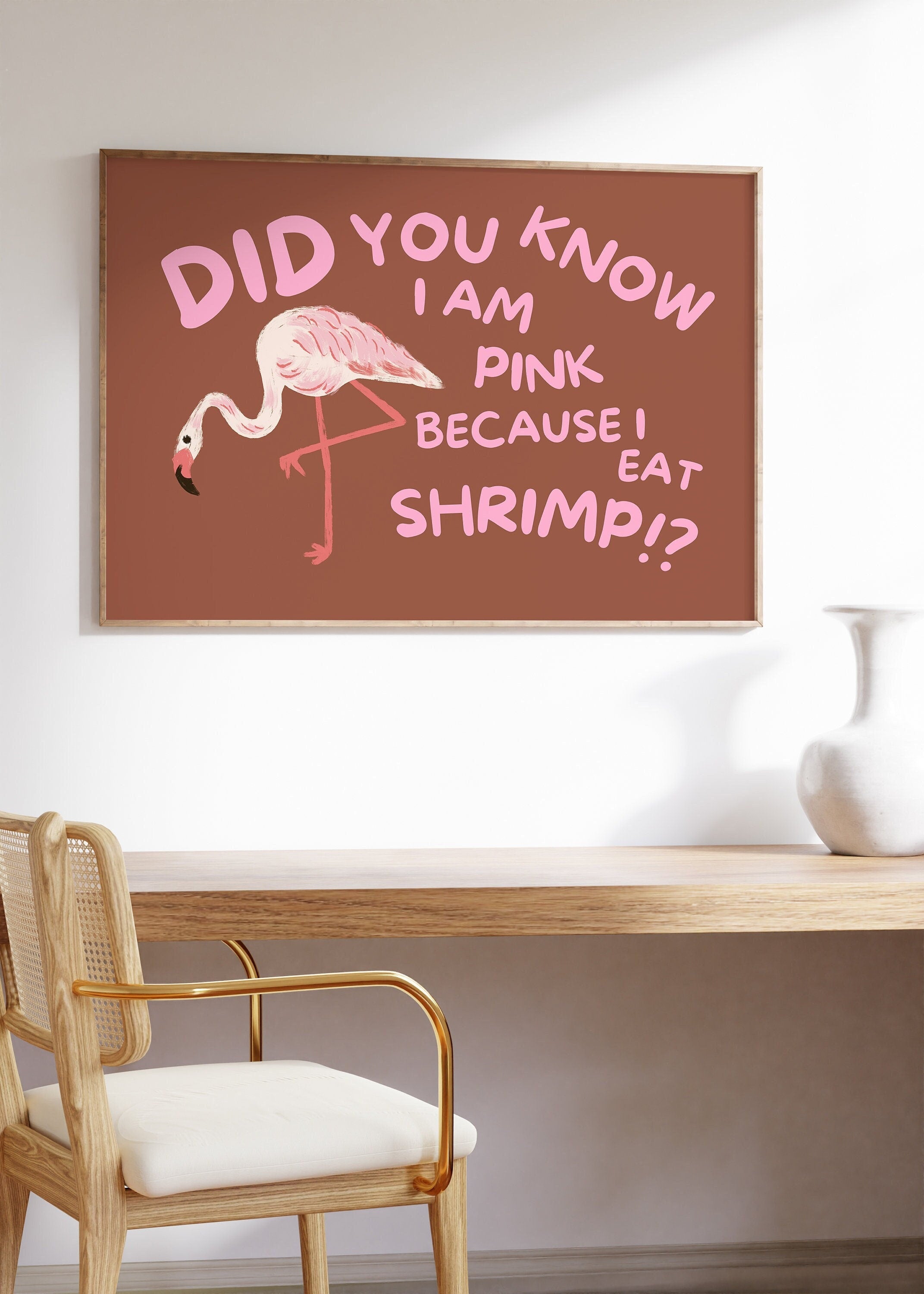 Eat Shrimp Flamingo Digital Art Print