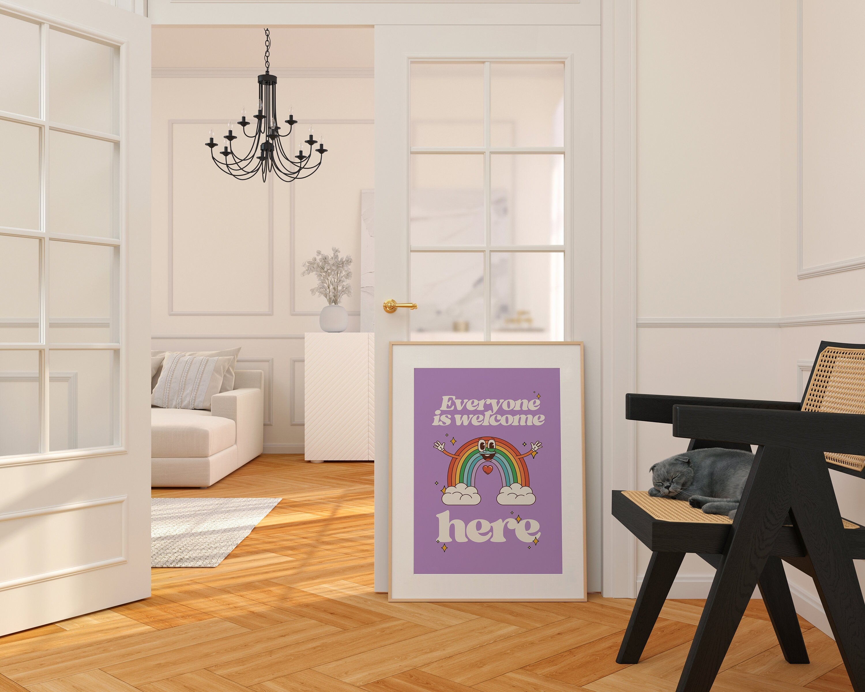 Everyone Is Welcome Here Rainbow Digital Art Print