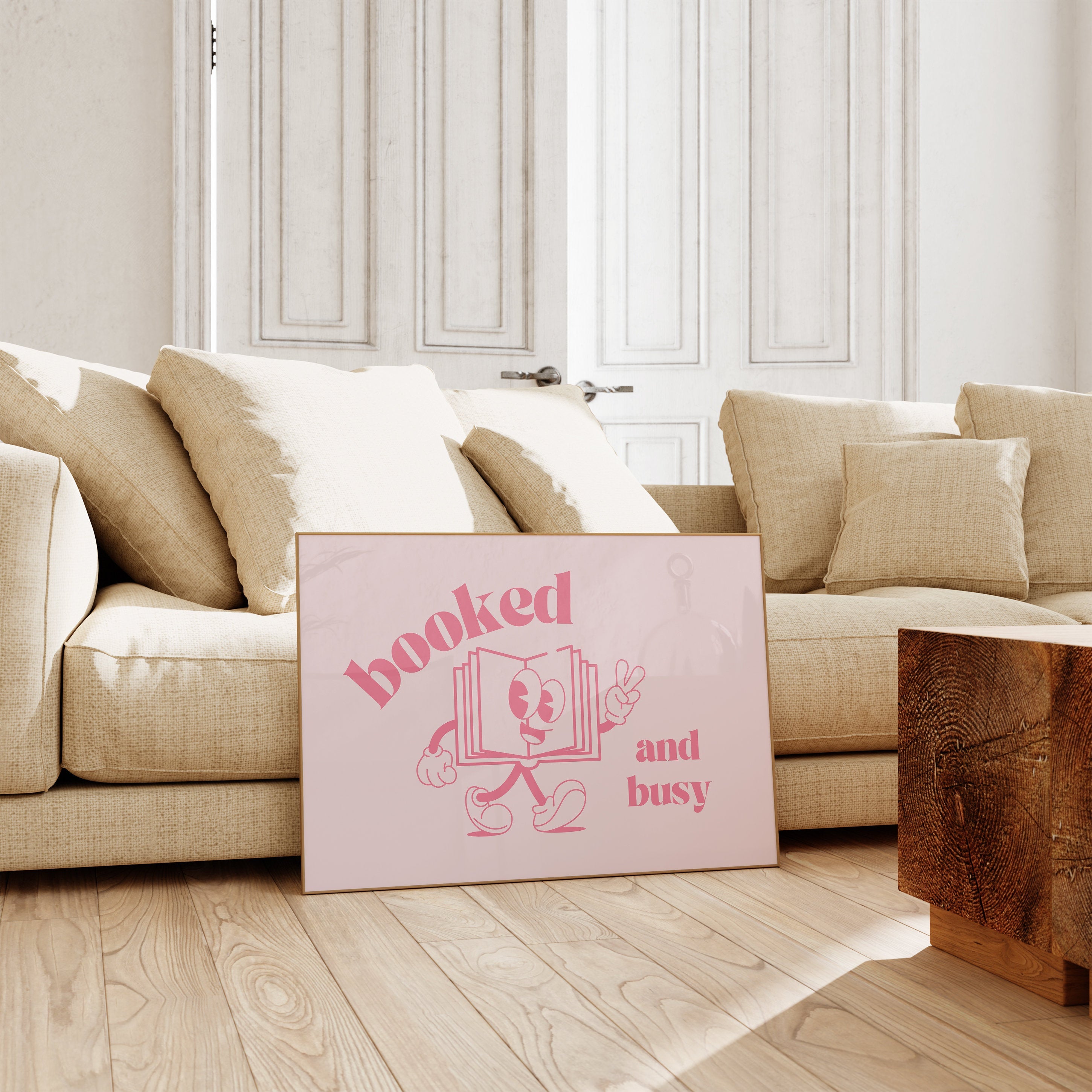 Booked and Busy Pink Horizontal Digital Art Print