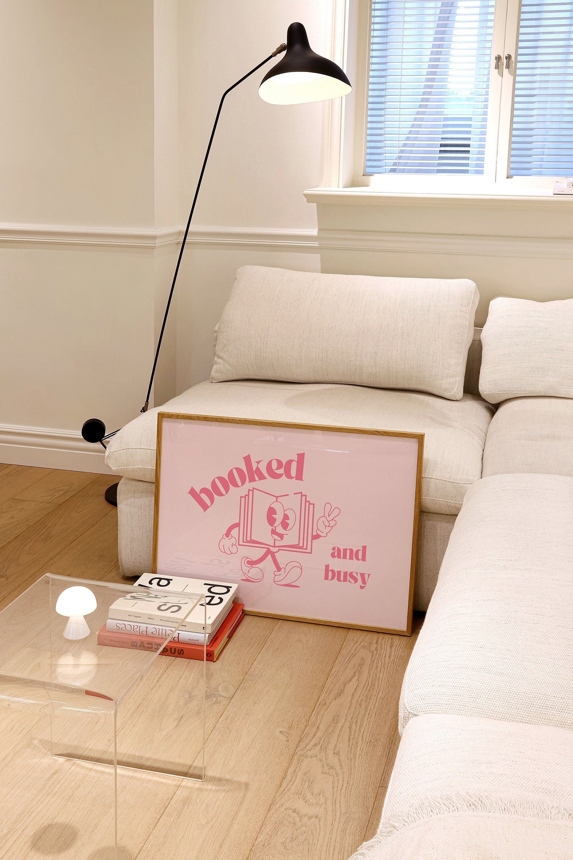 Booked and Busy Pink Horizontal Digital Art Print