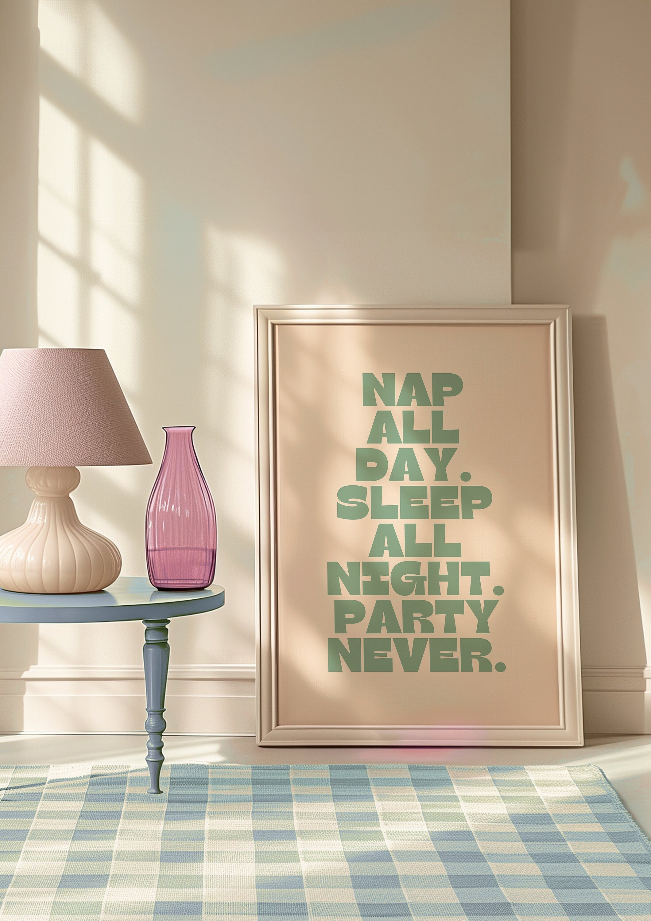 Quote Wall Print, Nap all Day, Digital Download Art, Napping Art, Retro Wall Decor, Downloadable Print, Encouragement Art, Nap All Day Art
