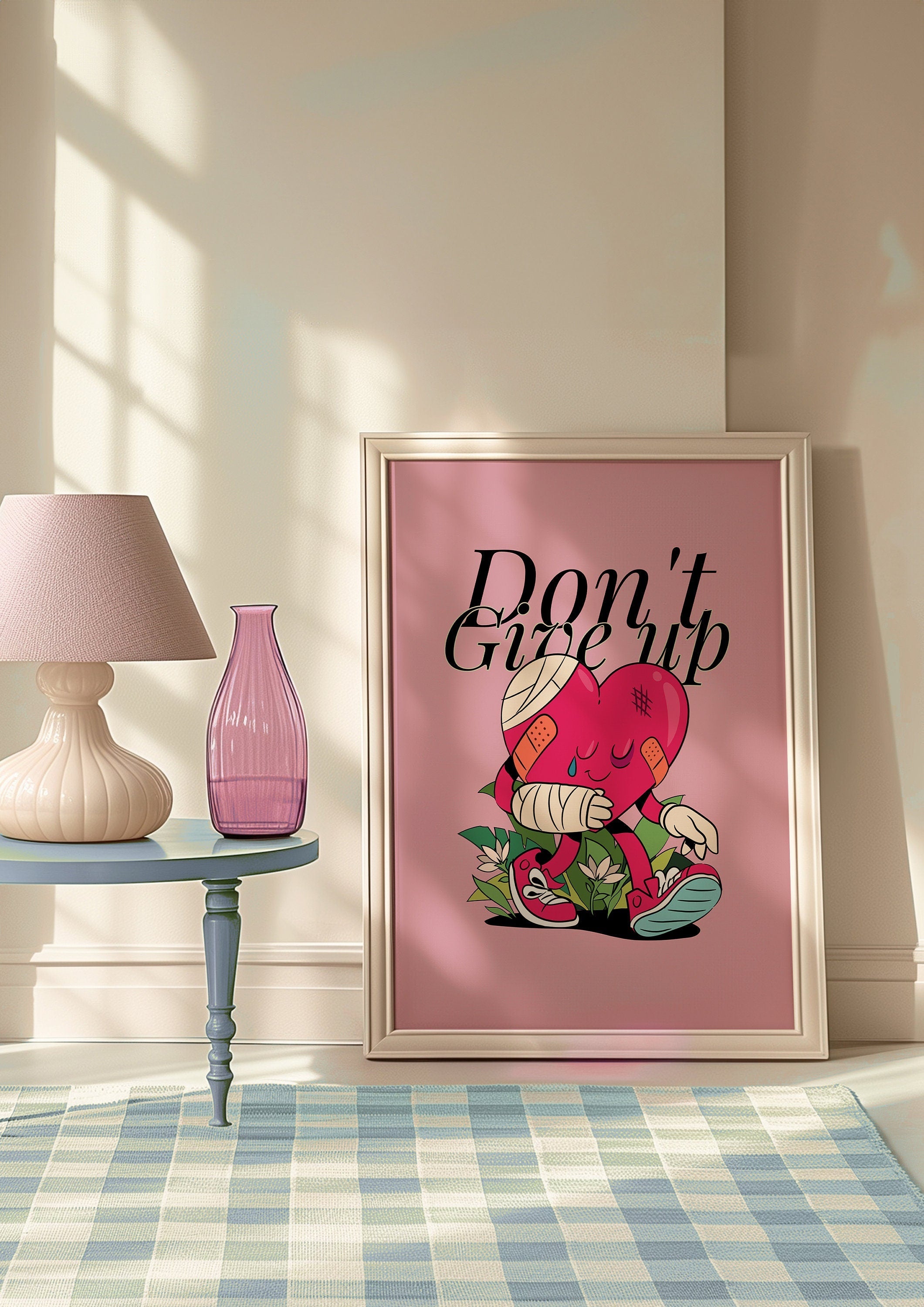 Don't Give Up Heart Cartoon Digital Art Print