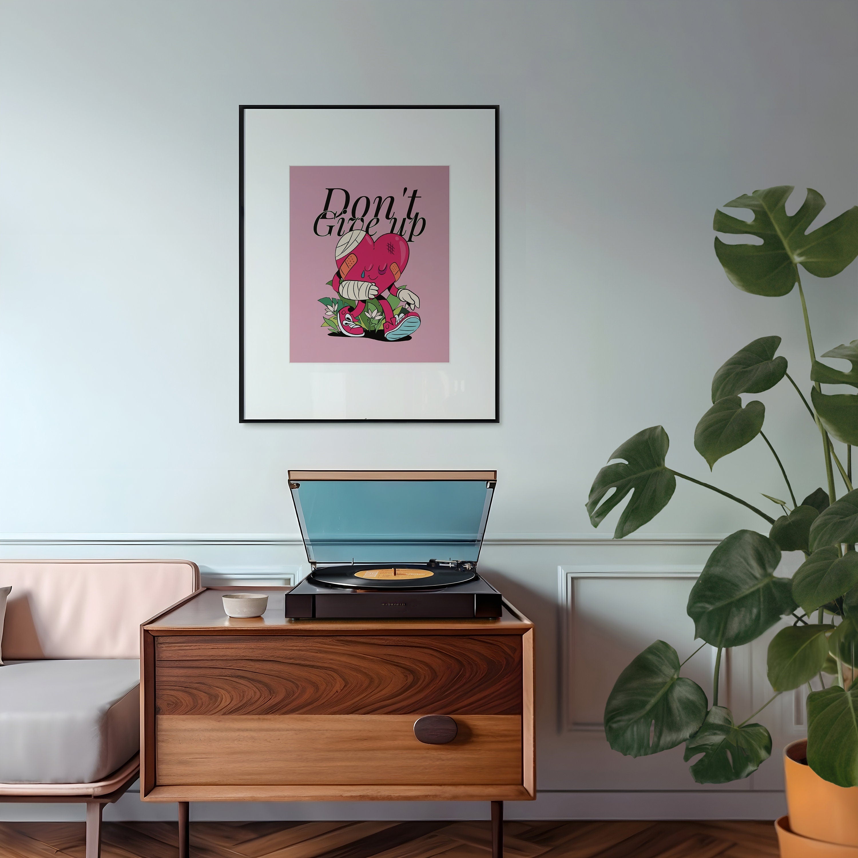 Don't Give Up Heart Cartoon Digital Art Print