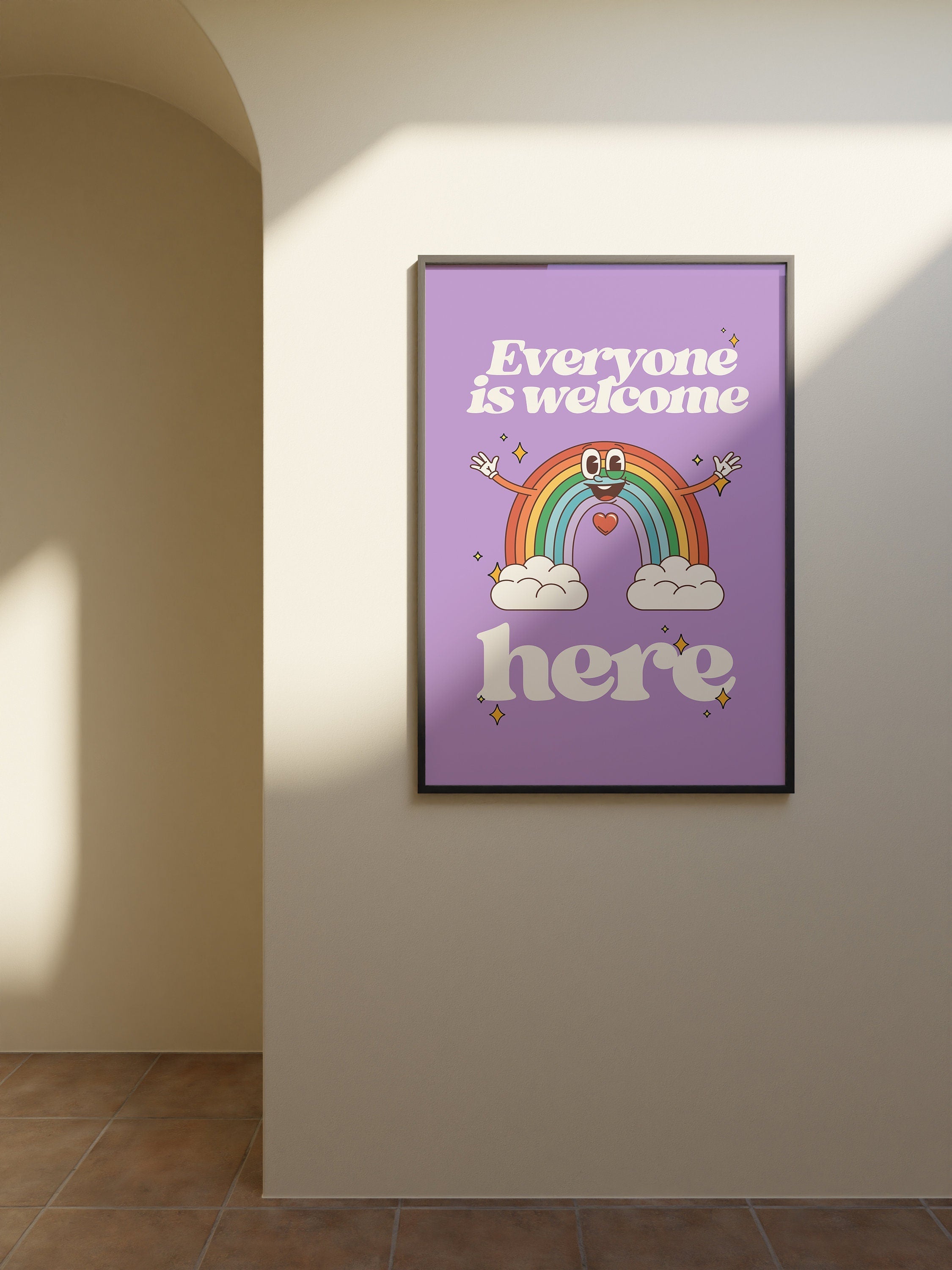 Everyone Is Welcome Here Rainbow Digital Art Print