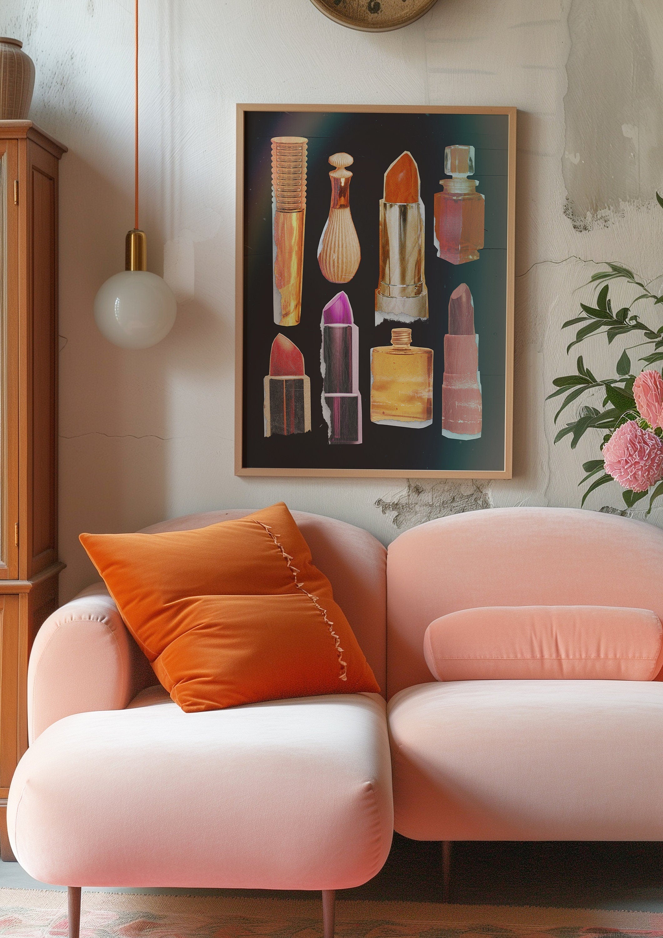 Fashion Art Print, Digital Downloads, Lipstick Art, Bathroom Art Print, Trendy Girly Art,Retro Makeup Art, It Girl Aesthetic Wall Art