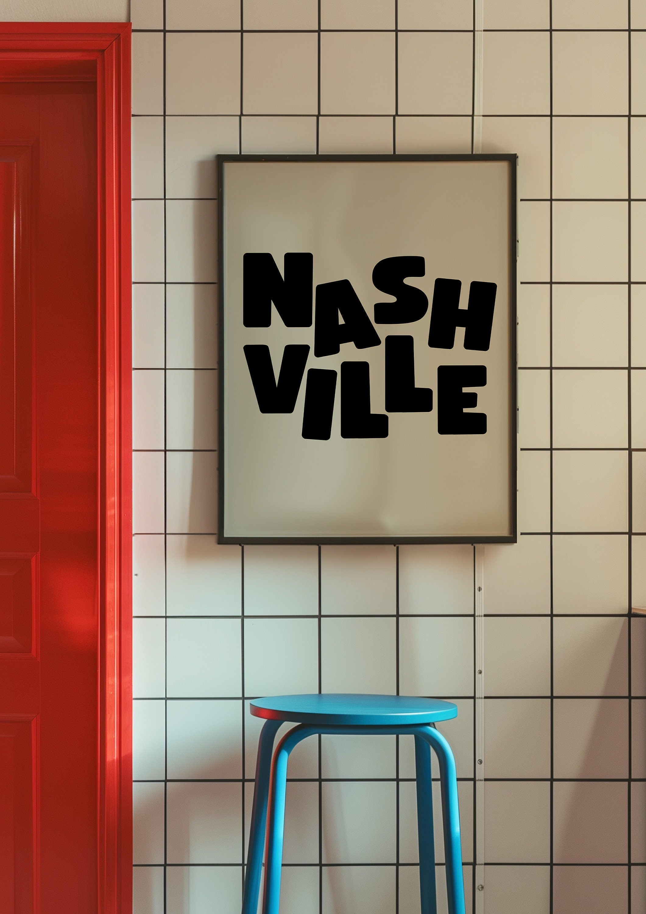 Nashville Art Print, Digital Art Download, Black Nashville Wall Art, Cute Trendy Art, Nashville Poster, nashville Wall Poster, Beige Posters
