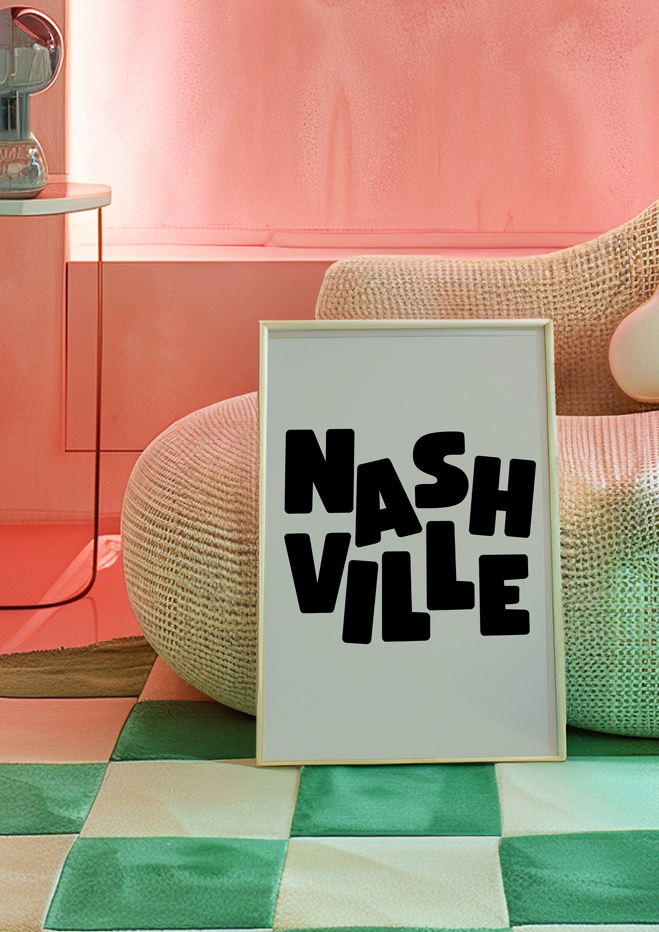 Nashville Art Print, Digital Art Download, Black Nashville Wall Art, Cute Trendy Art, Nashville Poster, nashville Wall Poster, Beige Posters