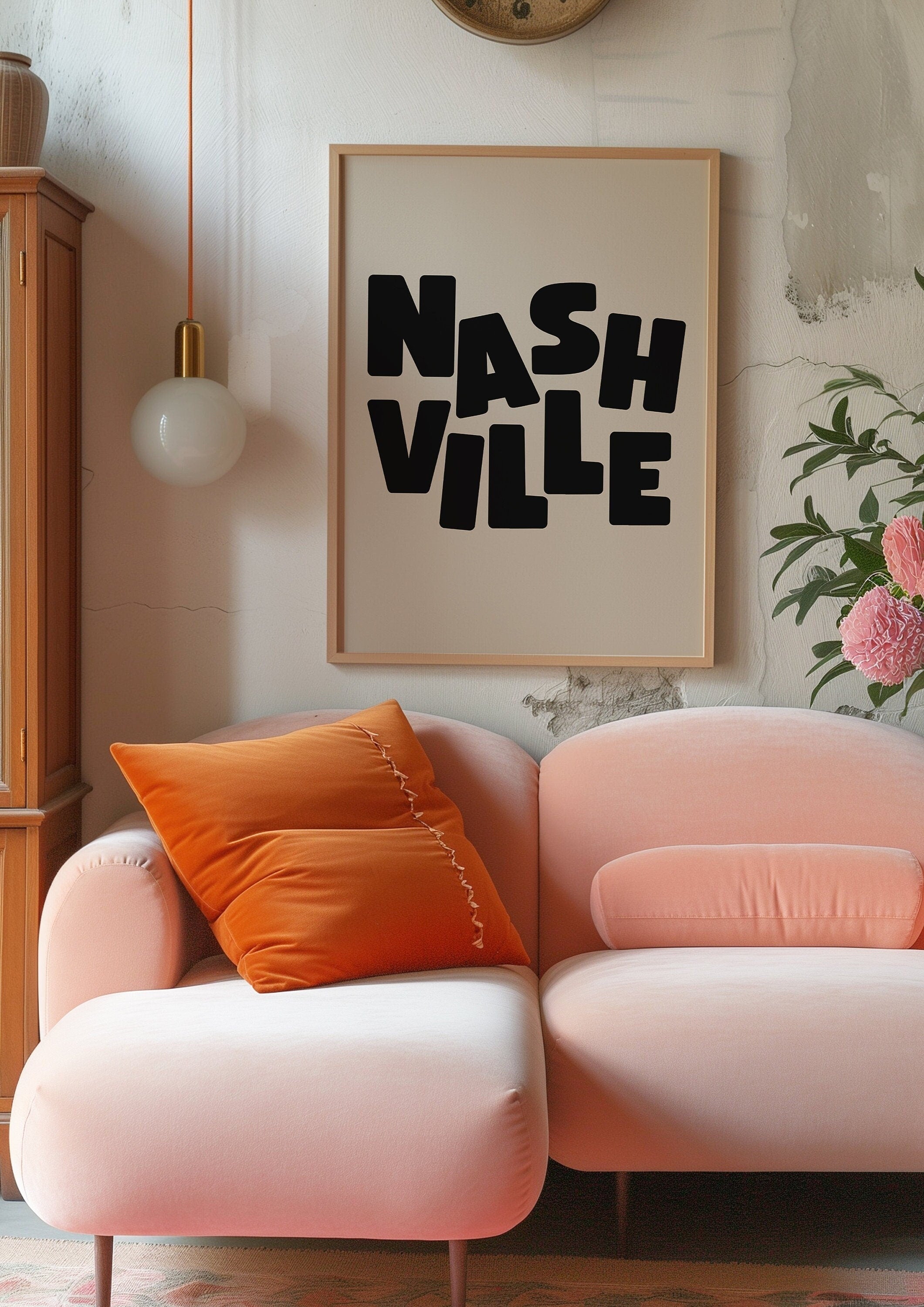Nashville Art Print, Digital Art Download, Black Nashville Wall Art, Cute Trendy Art, Nashville Poster, nashville Wall Poster, Beige Posters