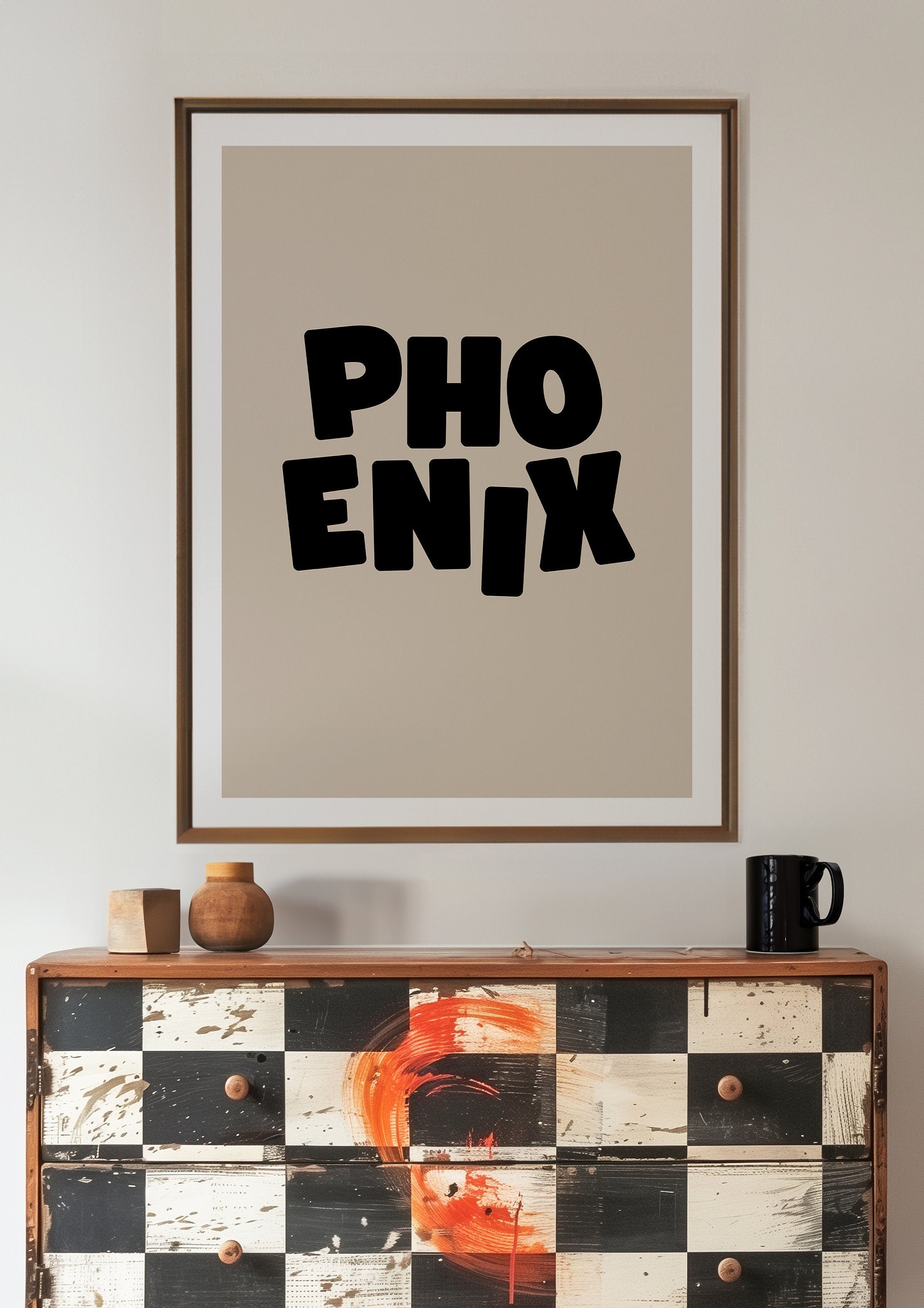 Phoenix Art Print,Digital Art Download,Black Phoenix Wall Art,Cute Trendy Art,Phoenix Posters,Phoenix Wall Poster,Beige Posters