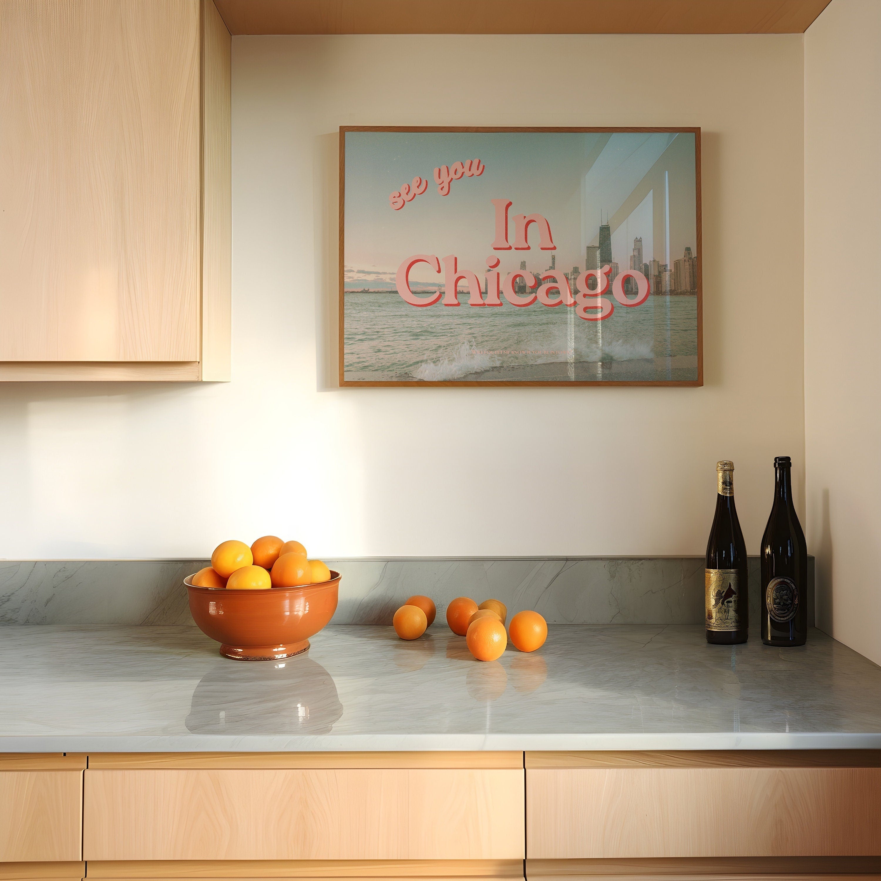 See You in Chicago Retro Photography Horizontal Pink Digital Art Print