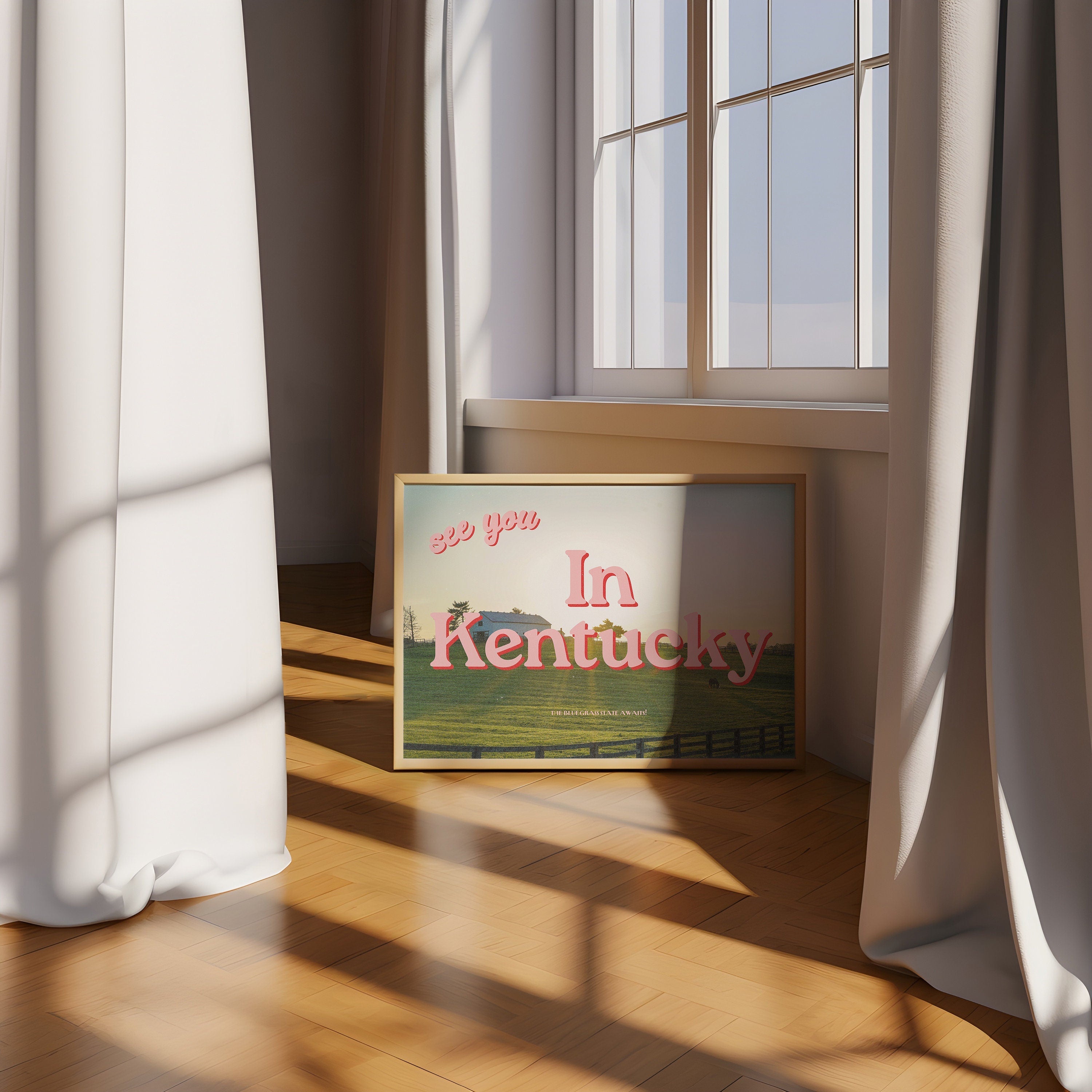 Grainy Retro Print, State Digital Prints,See you in Kentucky,Retro Photograph Prints,Retro City Art Print,Preppy Art, Kentucky Art poster