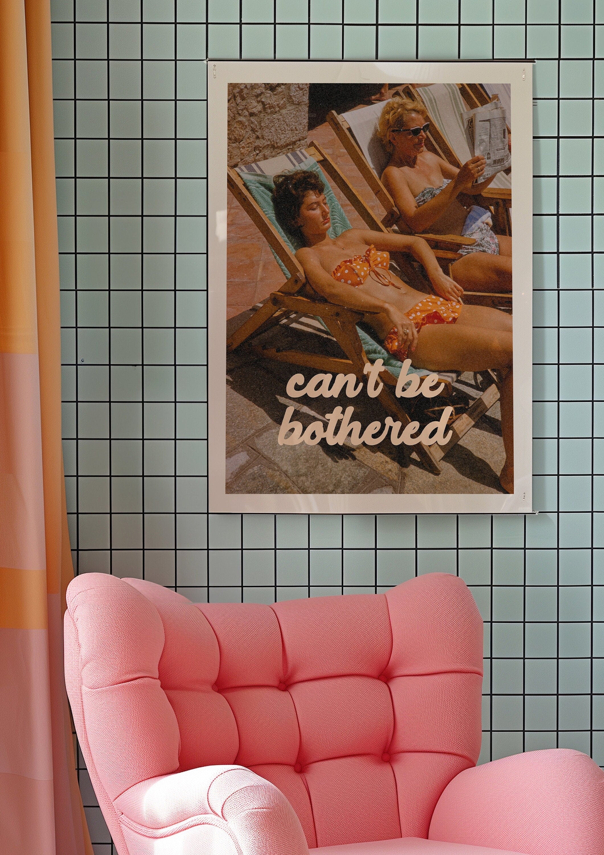 Can't Be Bothered Art-Digital Prints-Wall Art Print-Retro Photograph Prints-Cocktail Art Print-Preppy Wall Art-Bar Car Decor-Bar Accessories