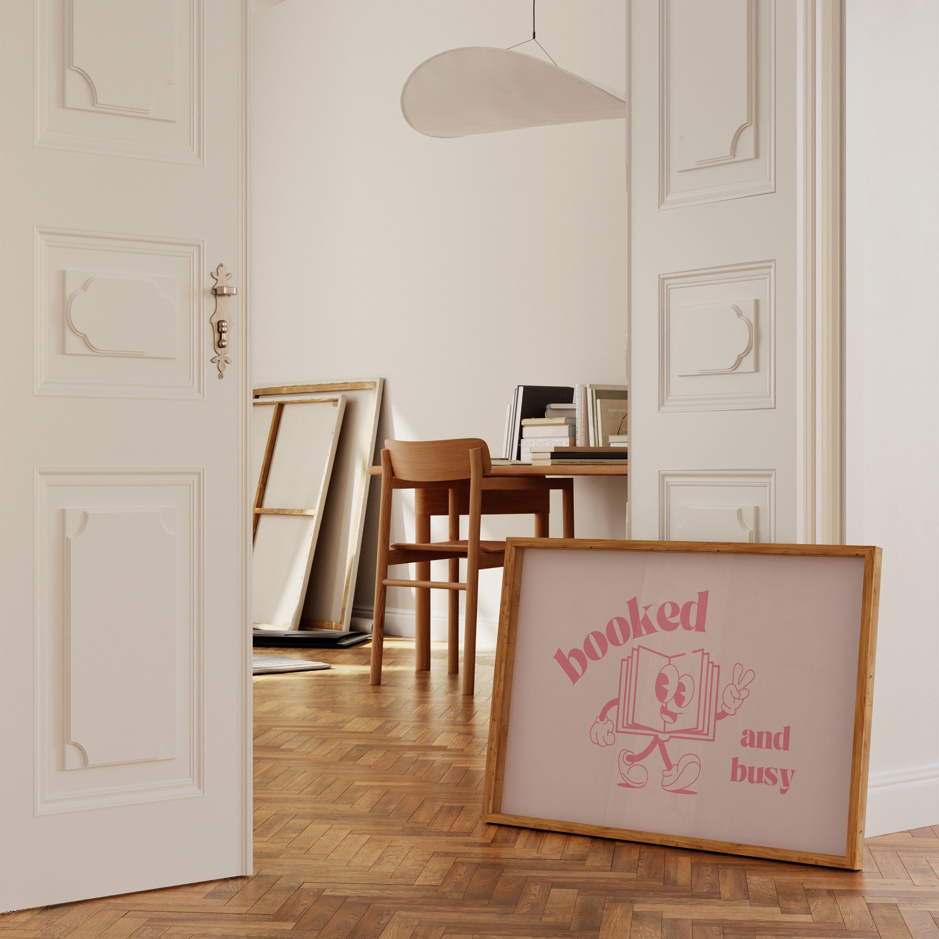 Booked and Busy Pink Horizontal Digital Art Print