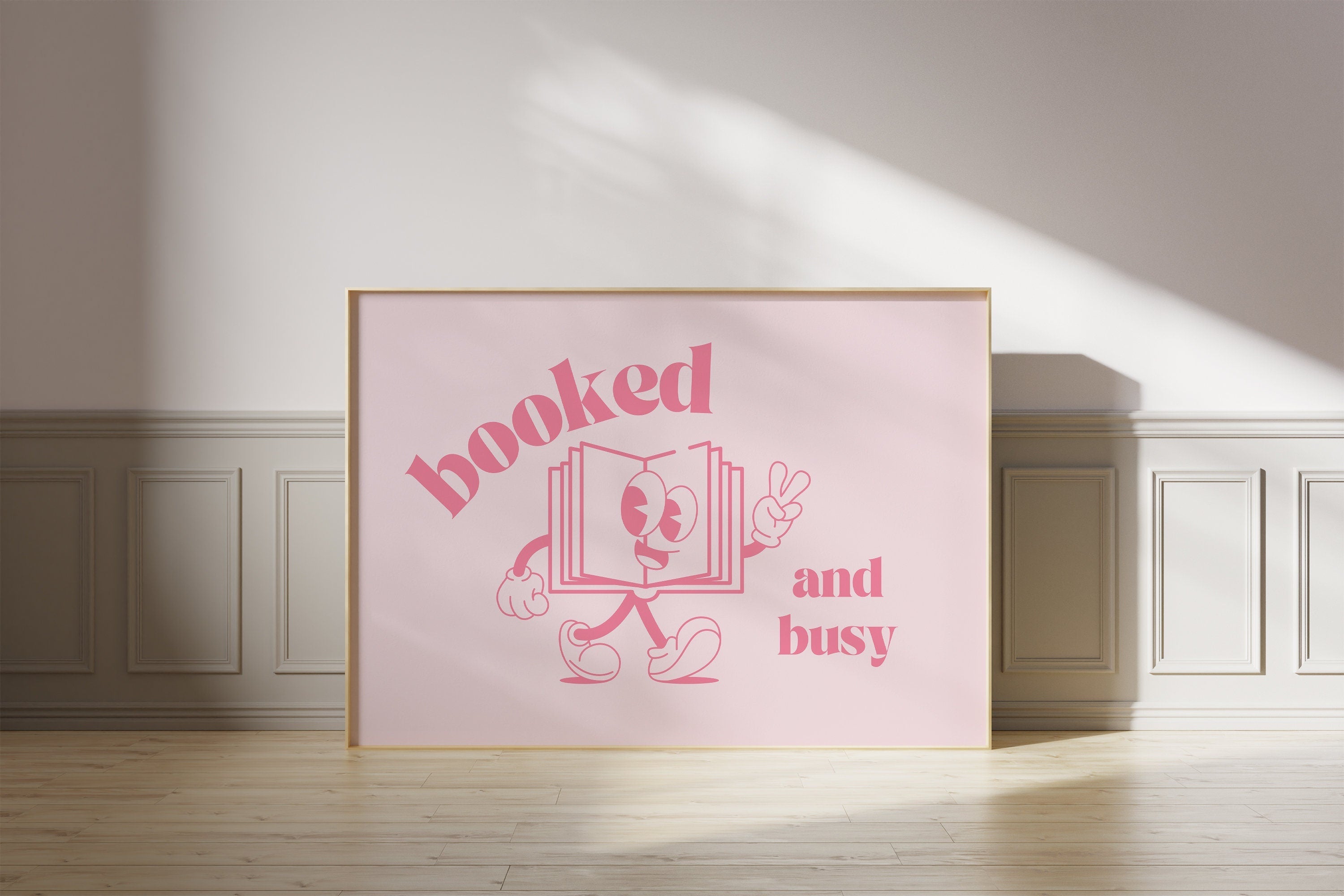 Booked and Busy Pink Horizontal Digital Art Print