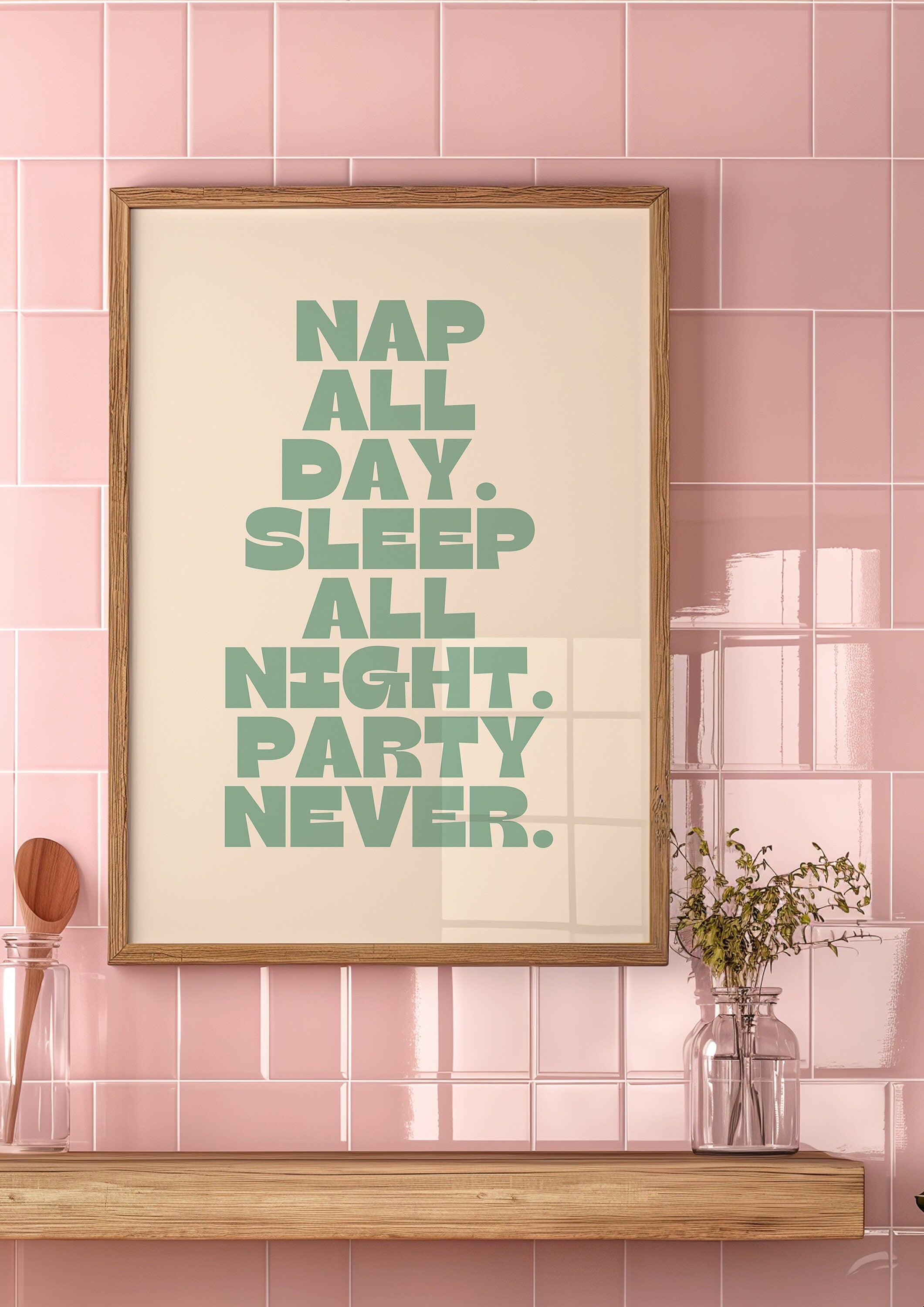 Quote Wall Print, Nap all Day, Digital Download Art, Napping Art, Retro Wall Decor, Downloadable Print, Encouragement Art, Nap All Day Art