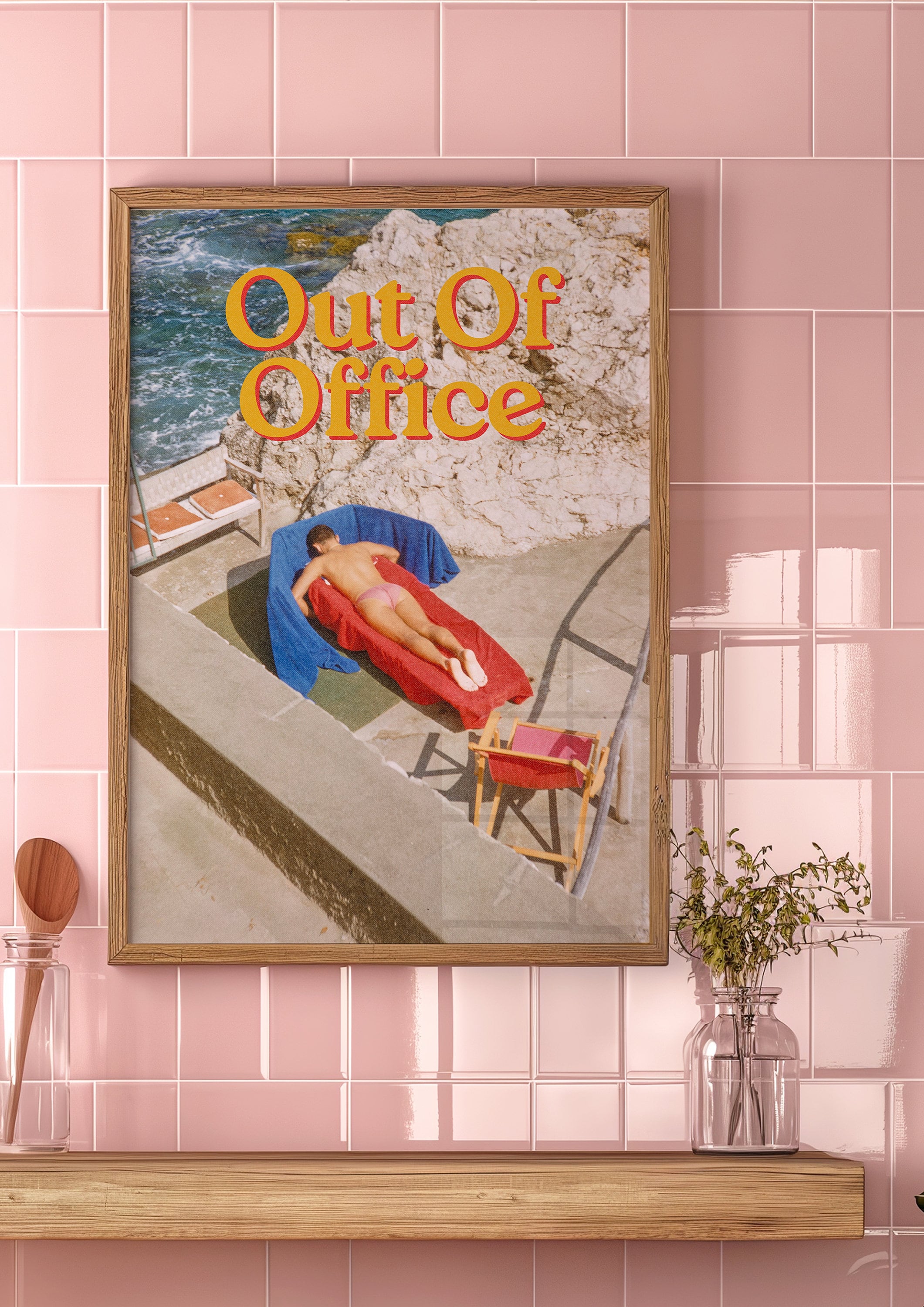 Digital Art Prints ,Out of Office Wall Art, Retro Vacation Prints, Retro Italy Art Print,Preppy Art, Trendy Art Print, Out of Office Prints