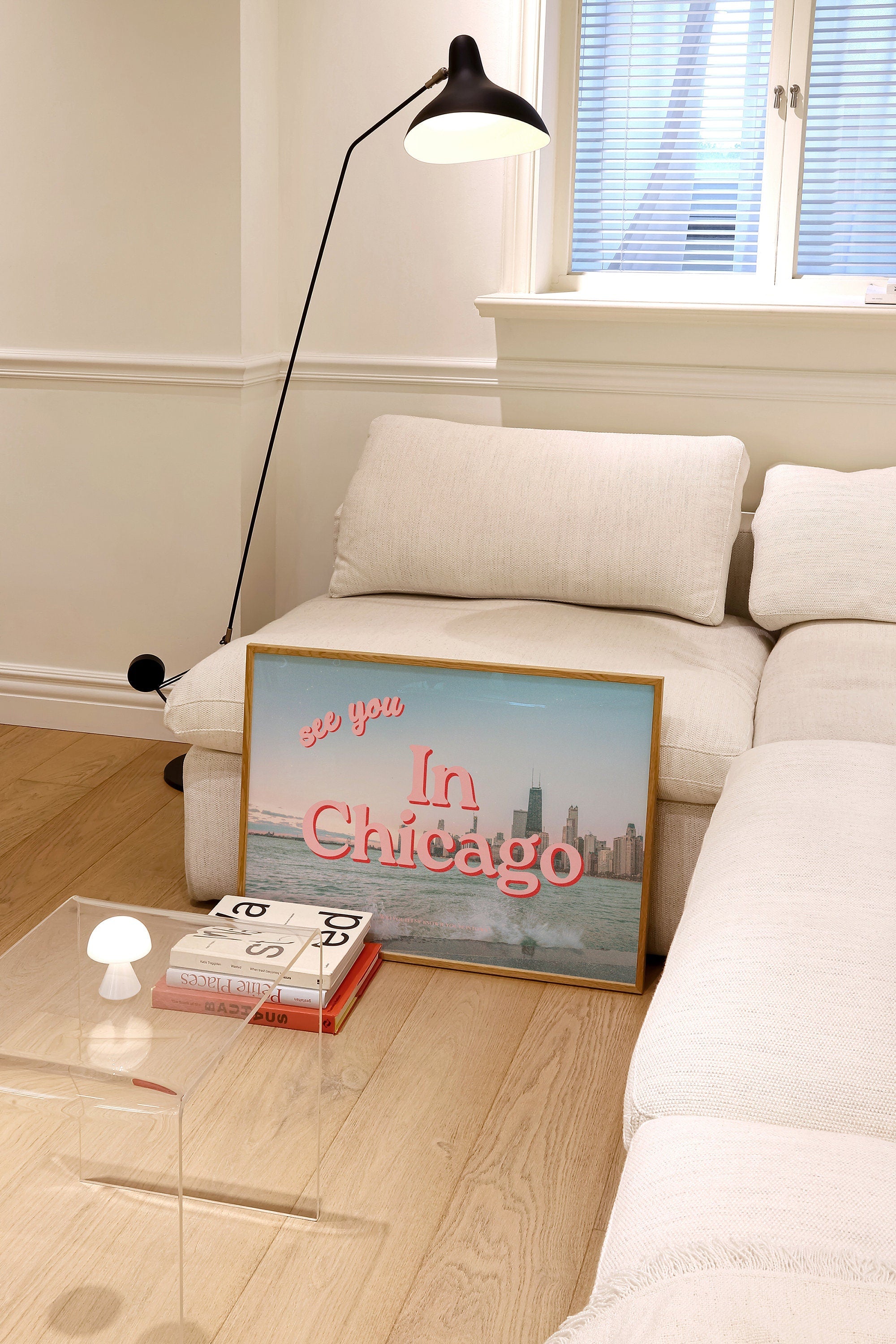 See You in Chicago Retro Photography Horizontal Pink Digital Art Print